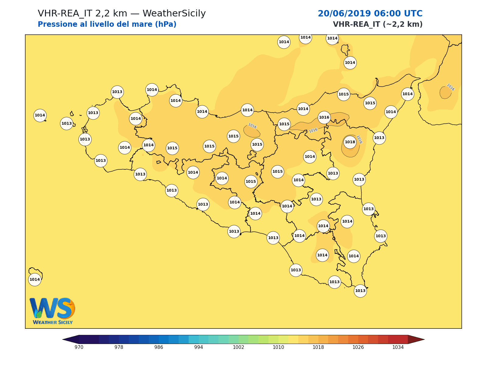 Pressione al livello del mare · 2019062006