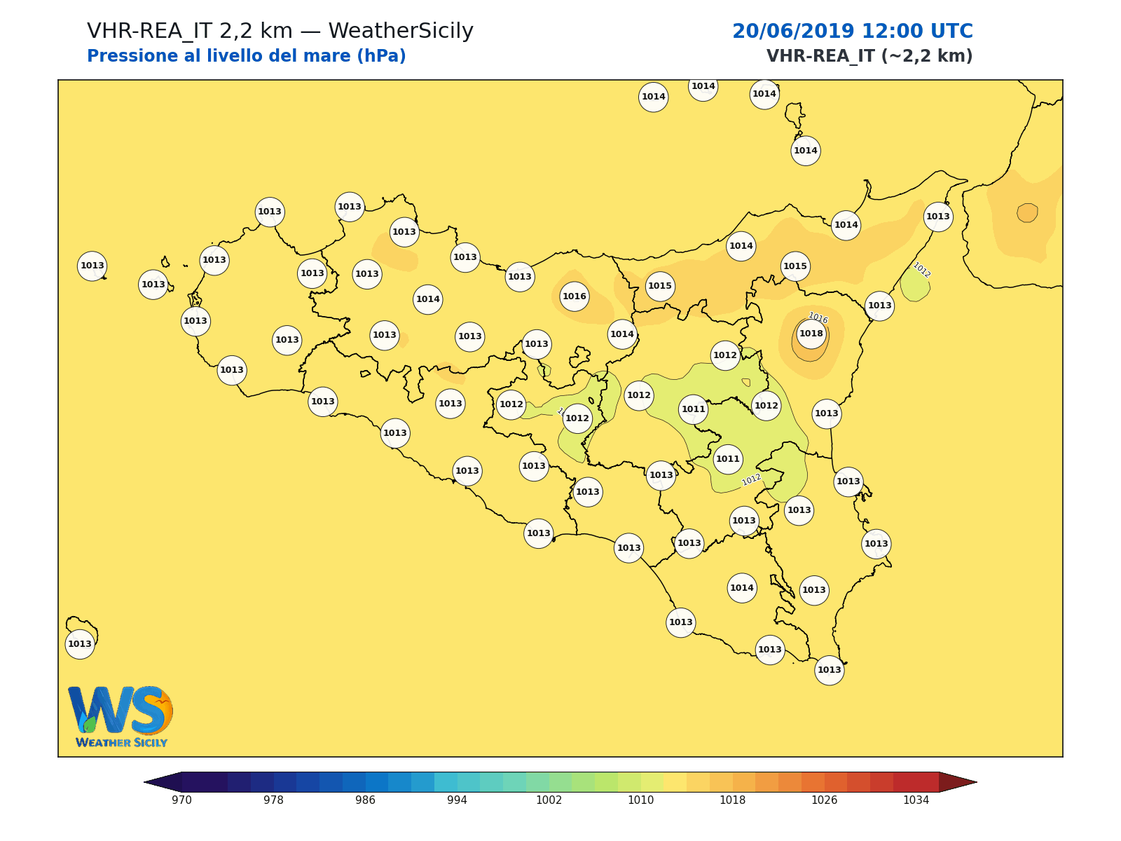 Pressione al livello del mare · 2019062012