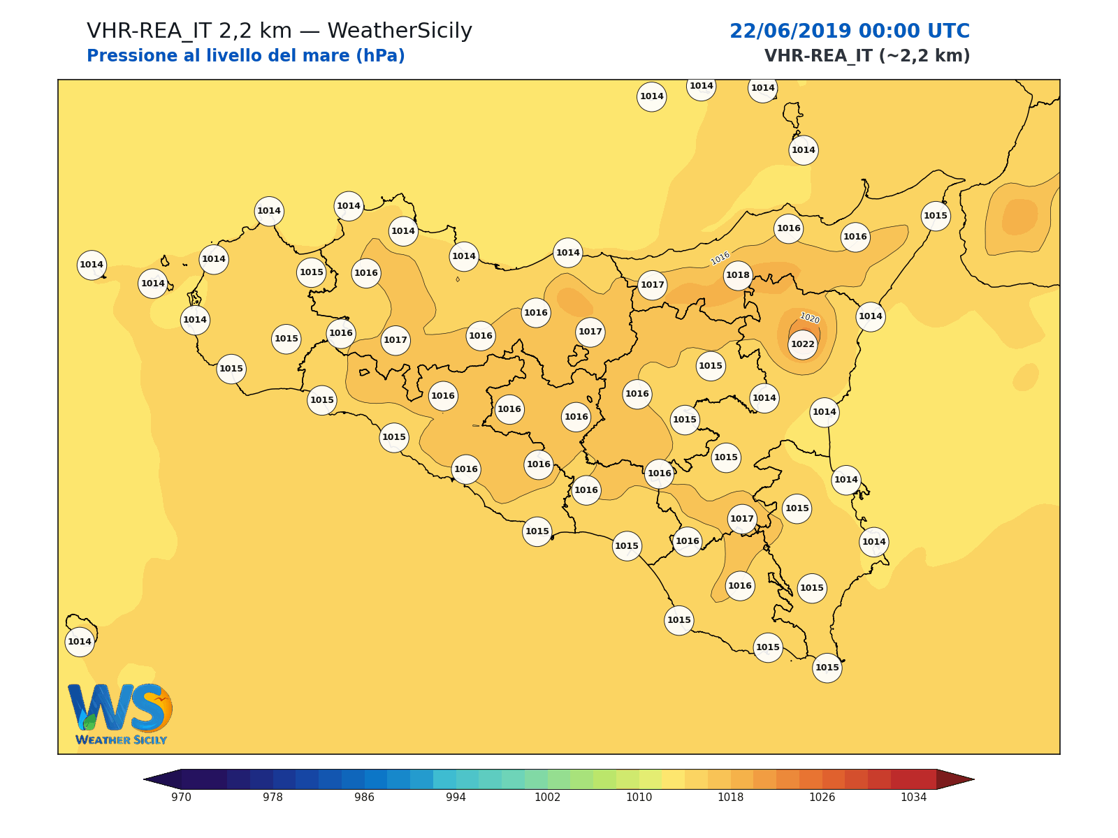Pressione al livello del mare · 2019062200