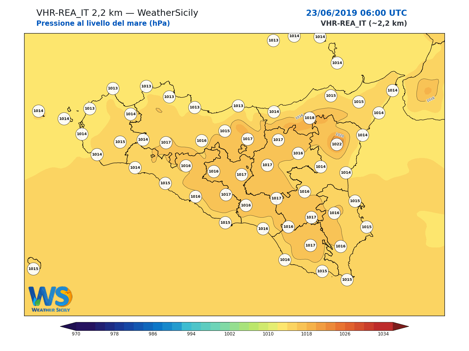 Pressione al livello del mare · 2019062306