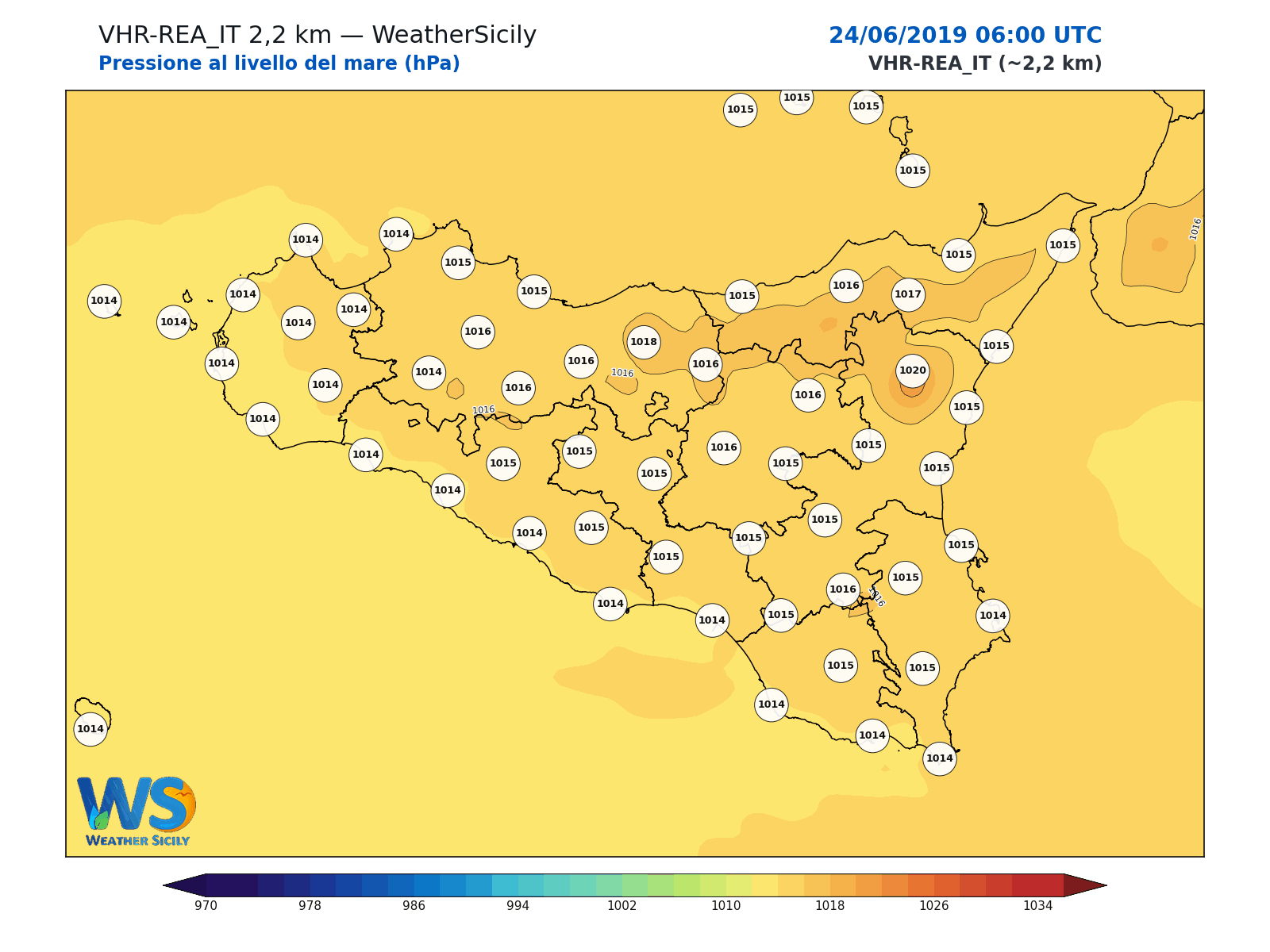 Pressione al livello del mare · 2019062406