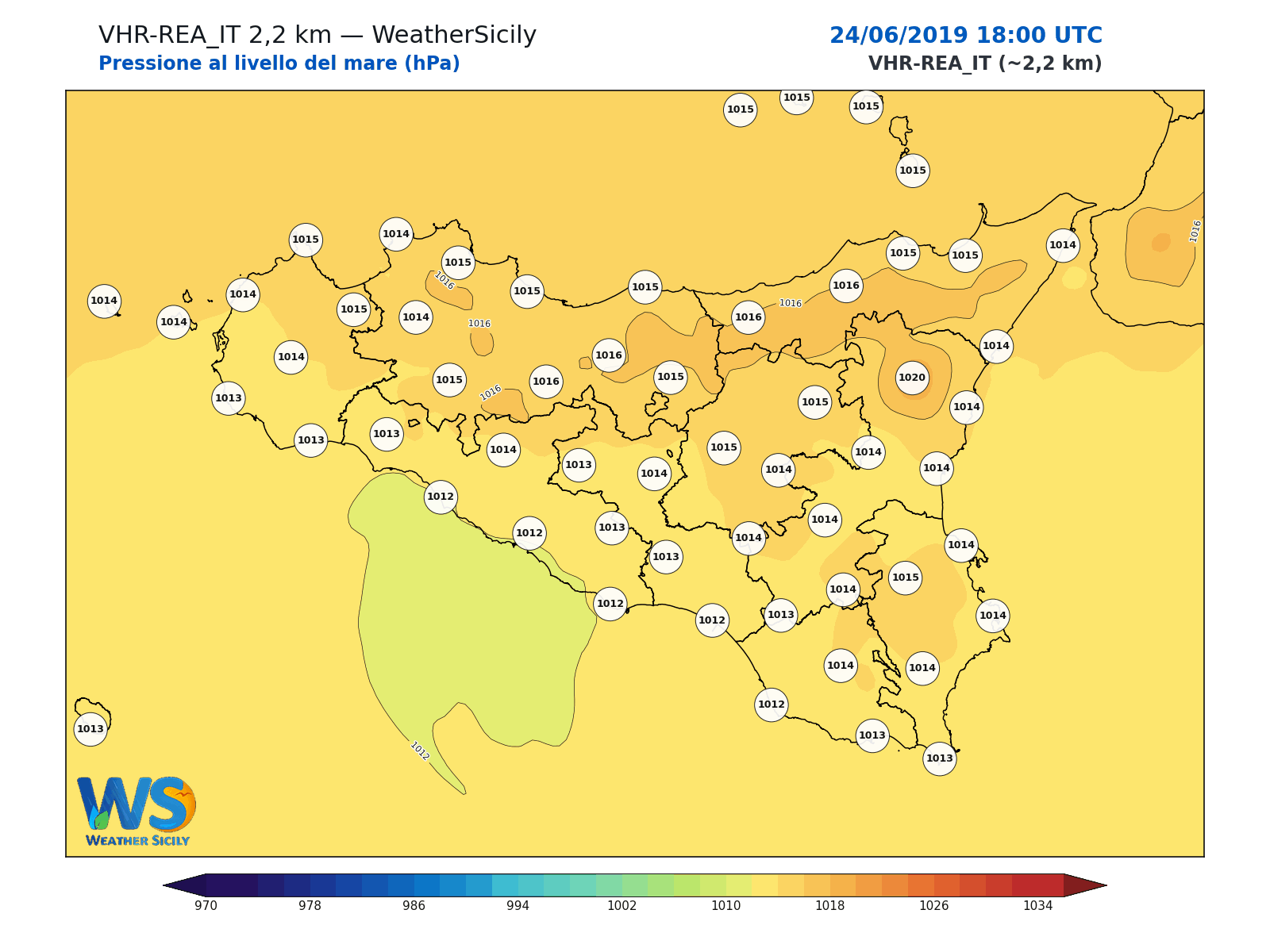 Pressione al livello del mare · 2019062418