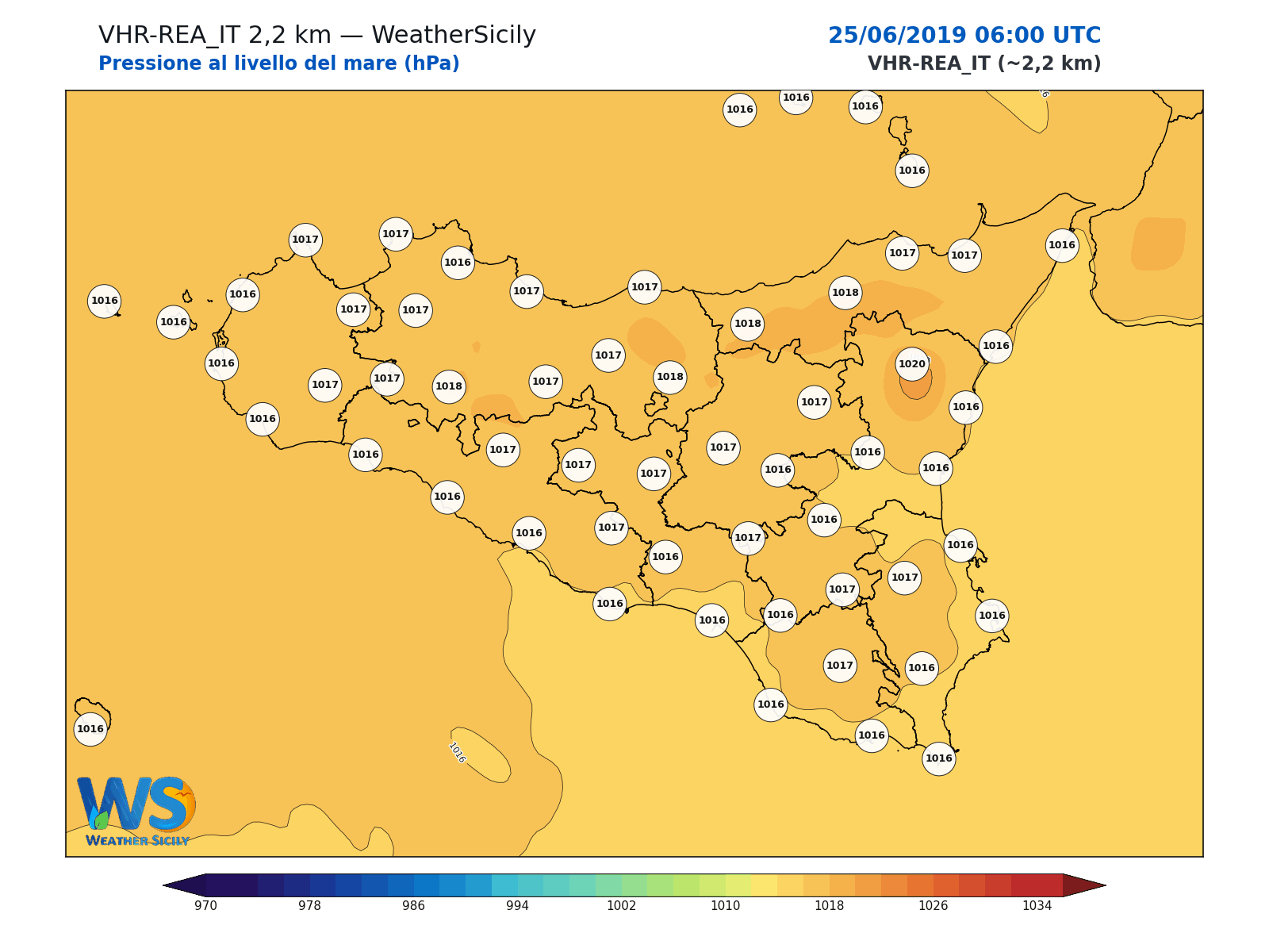 Pressione al livello del mare · 2019062506