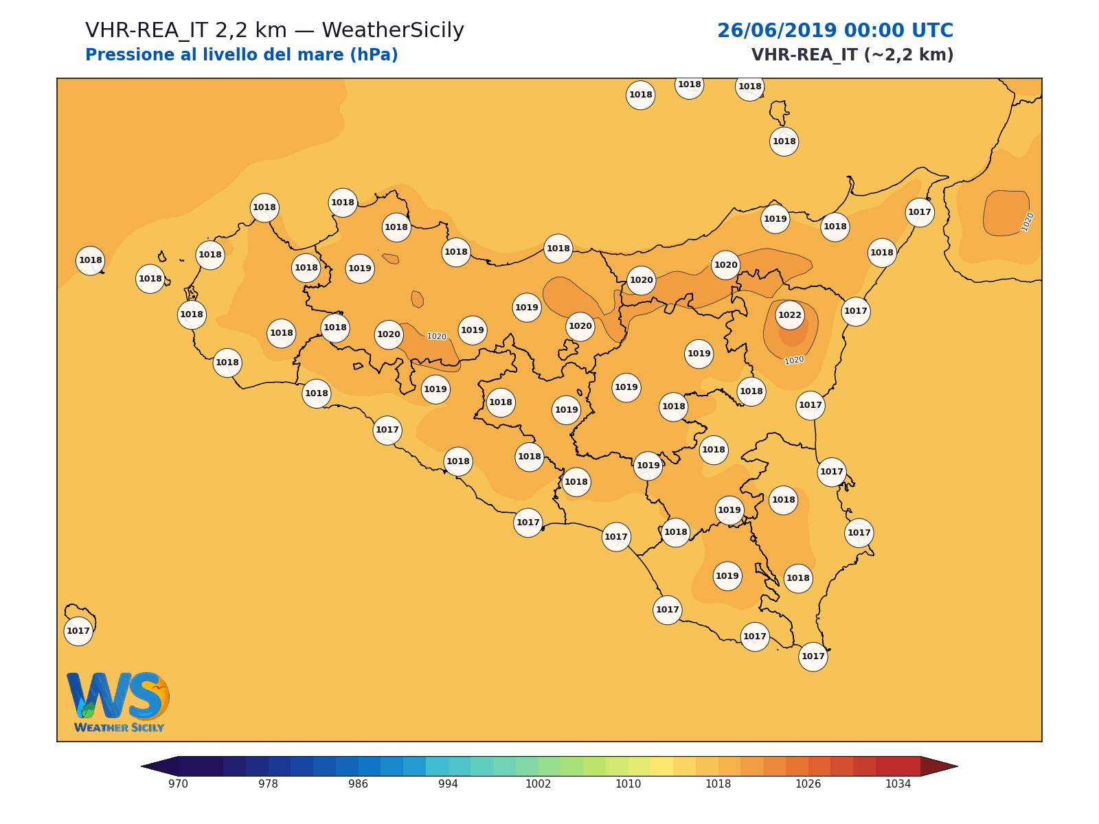 Pressione al livello del mare · 2019062600