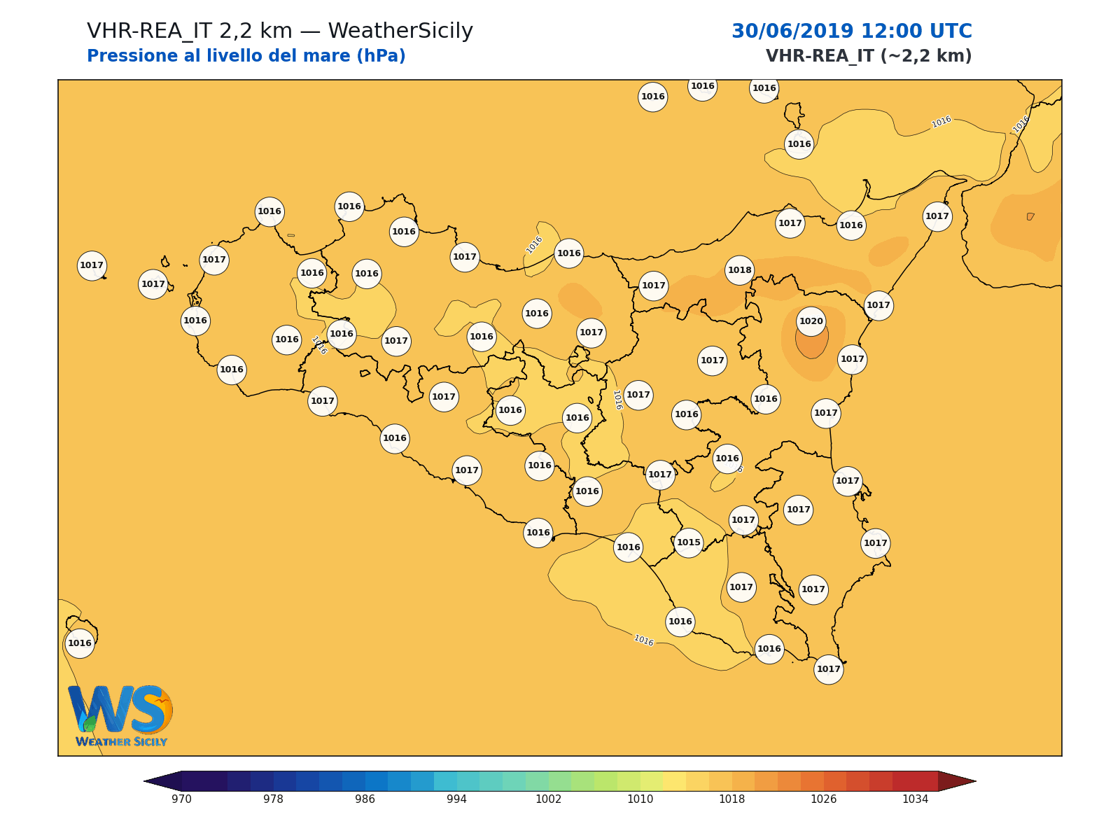 Pressione al livello del mare · 2019063012