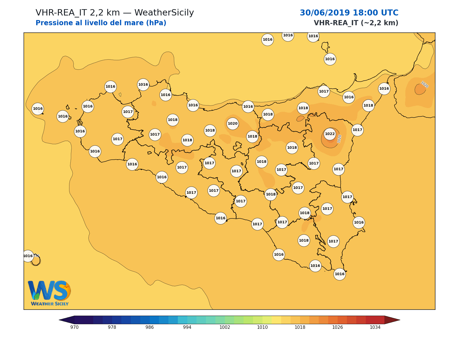 Pressione al livello del mare · 2019063018