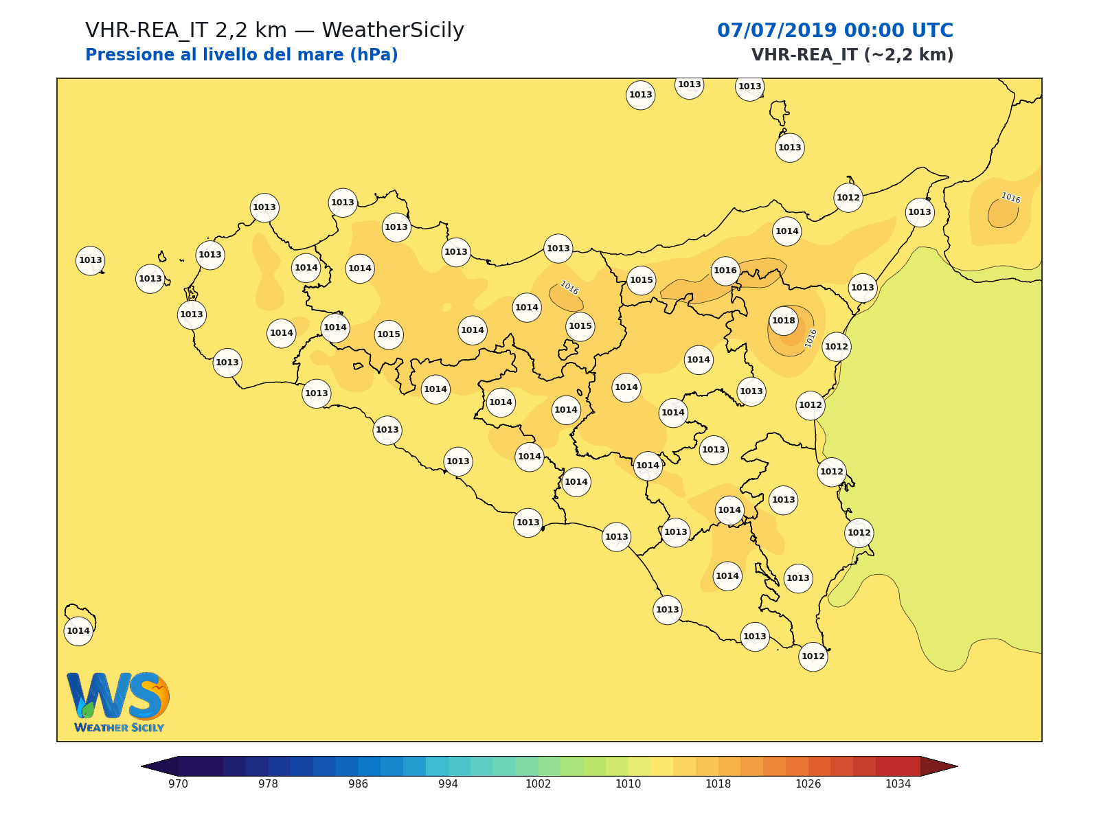 Pressione al livello del mare · 2019070700