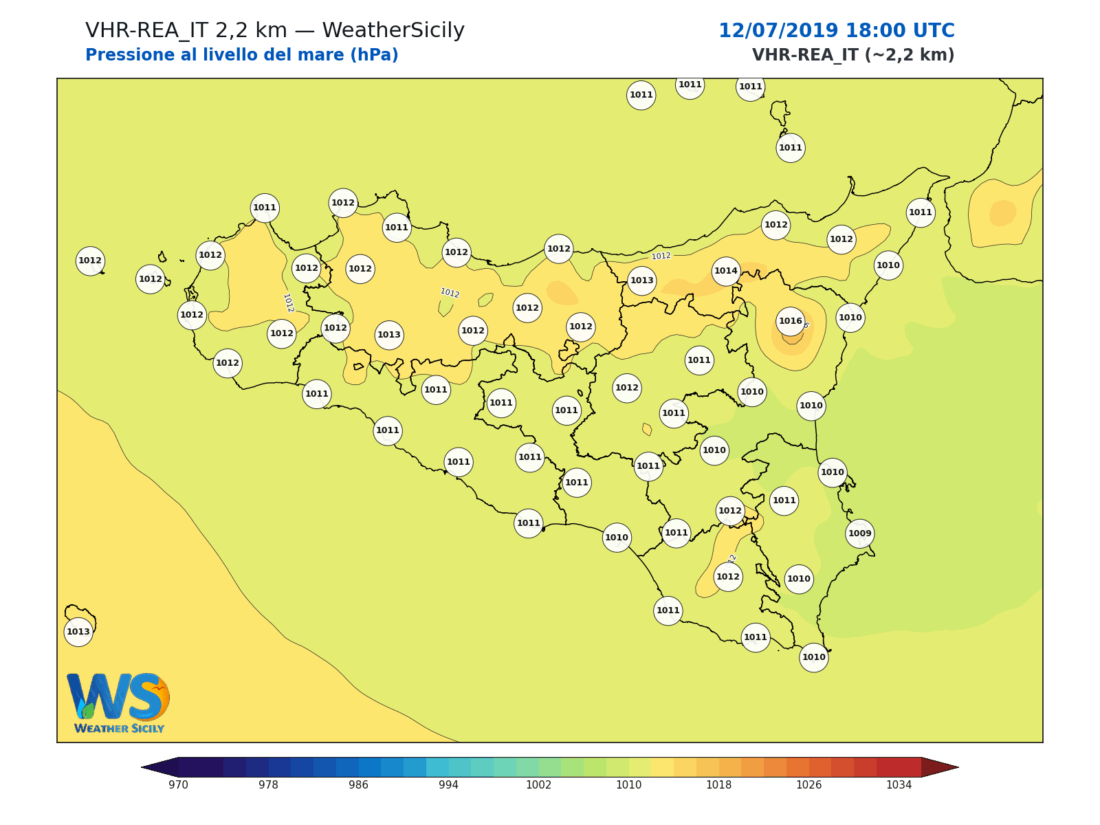 Pressione al livello del mare · 2019071218
