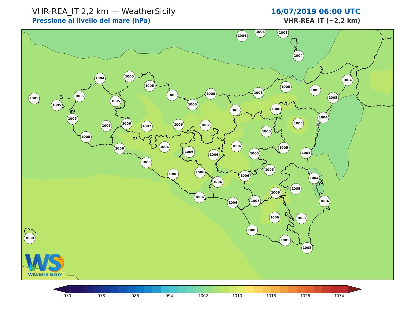 Pressione al livello del mare · 2019071606