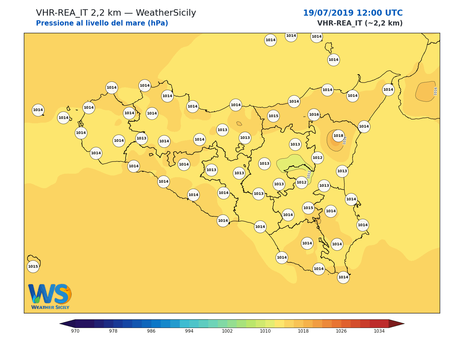 Pressione al livello del mare · 2019071912