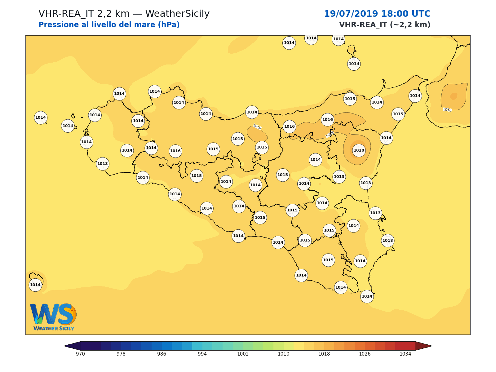 Pressione al livello del mare · 2019071918