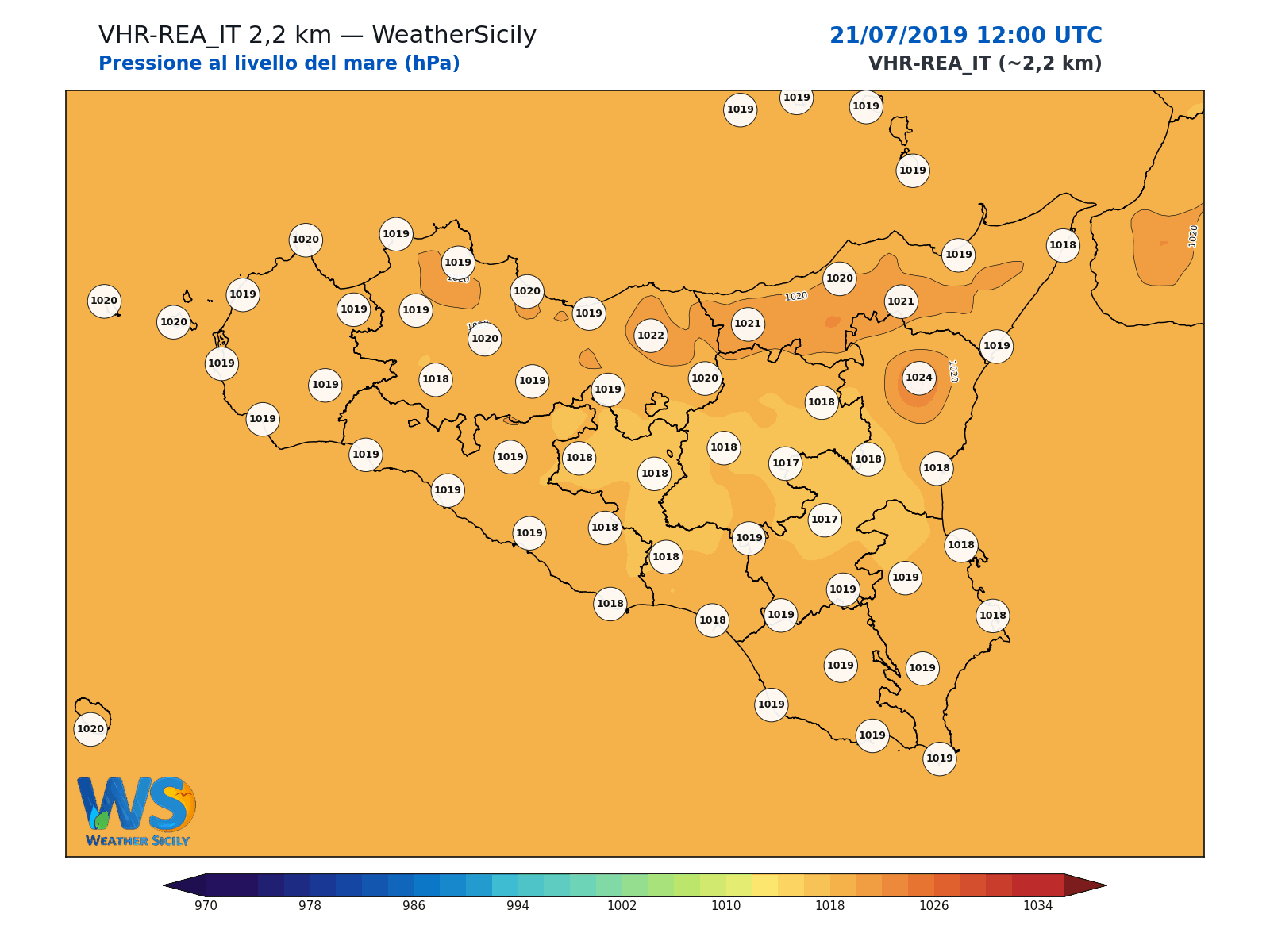 Pressione al livello del mare · 2019072112