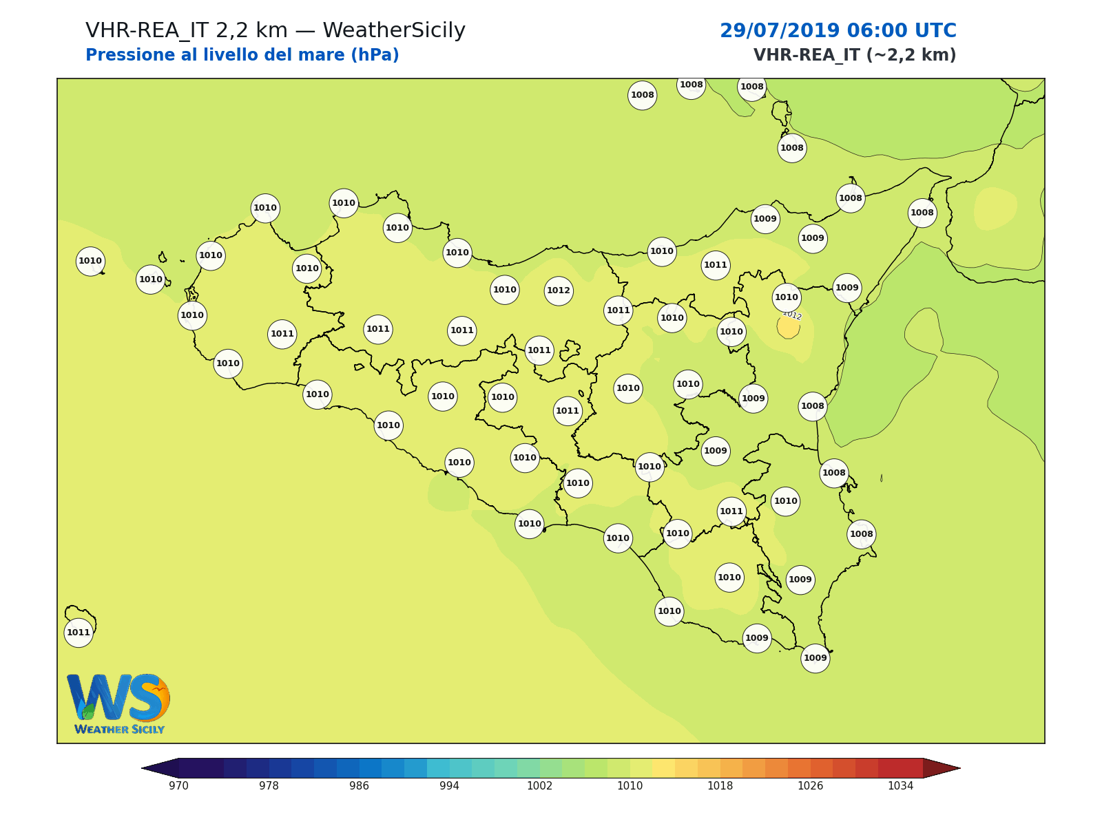 Pressione al livello del mare · 2019072906