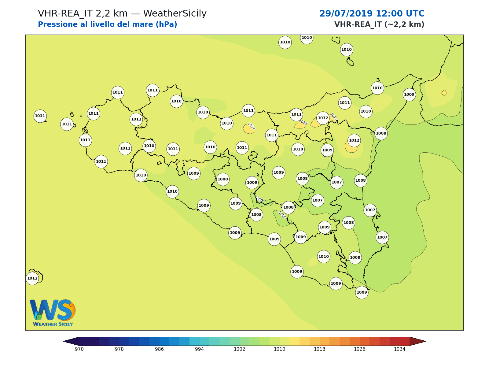 Pressione al livello del mare · 2019072912