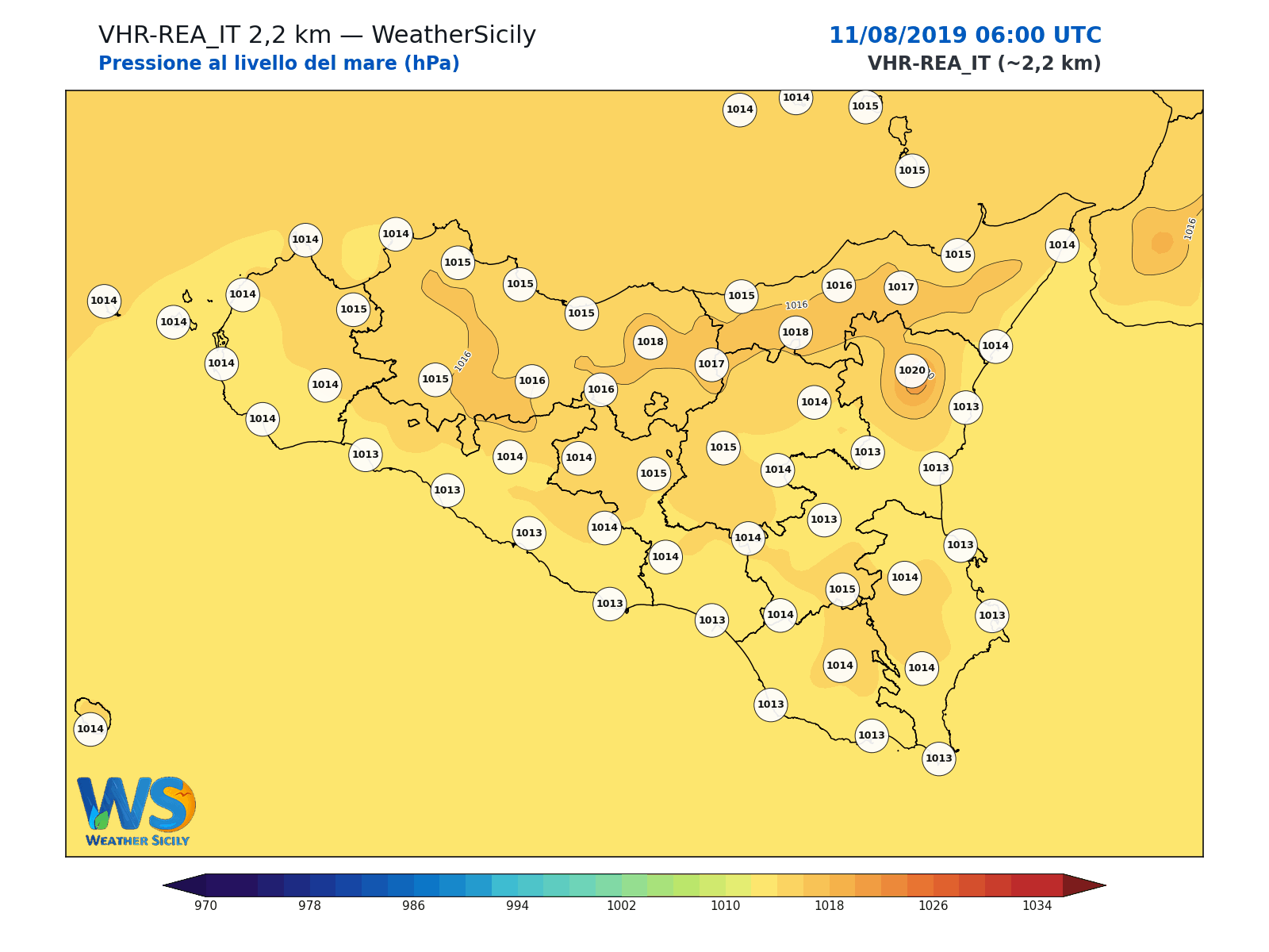 Pressione al livello del mare · 2019081106