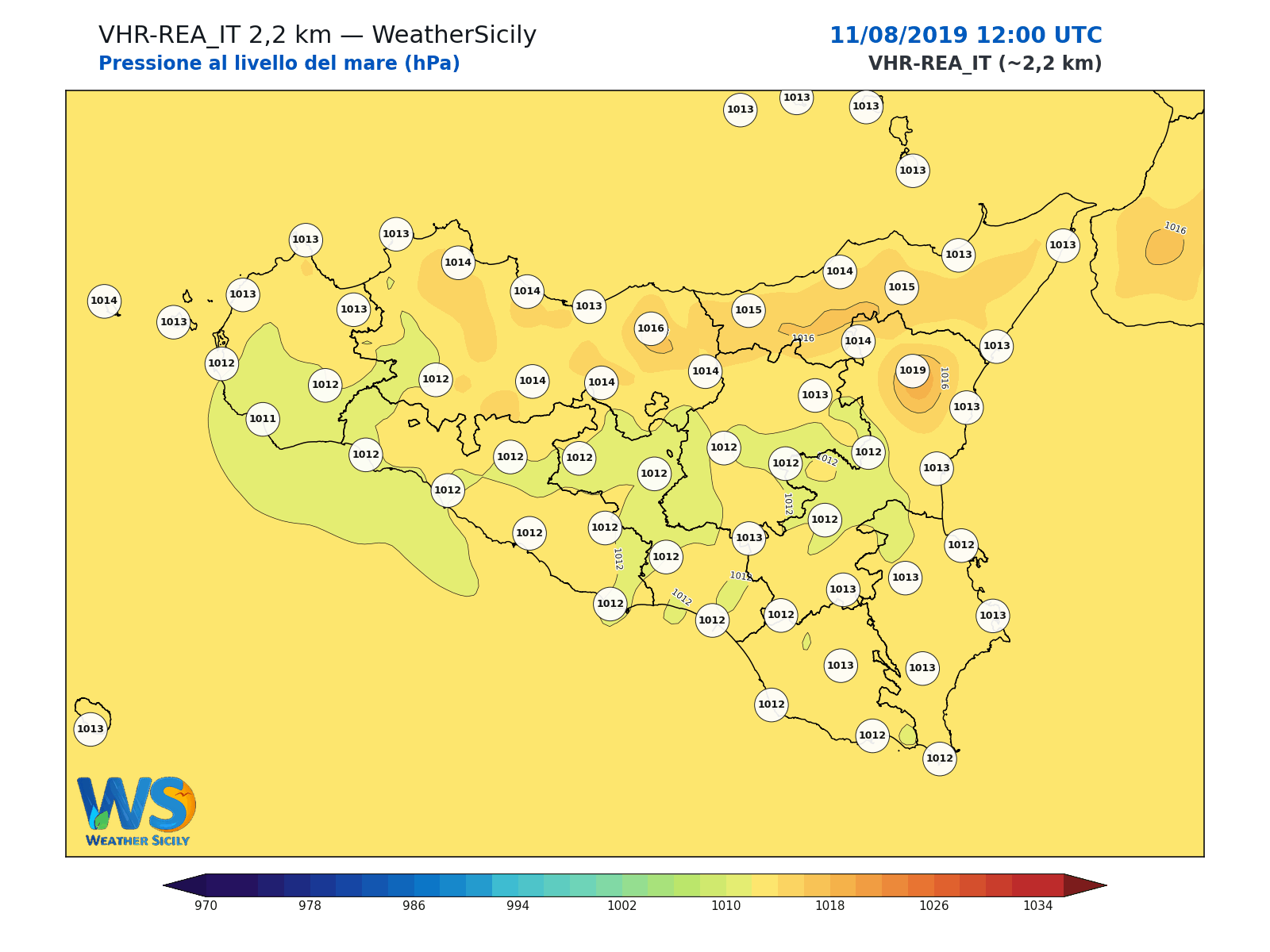 Pressione al livello del mare · 2019081112