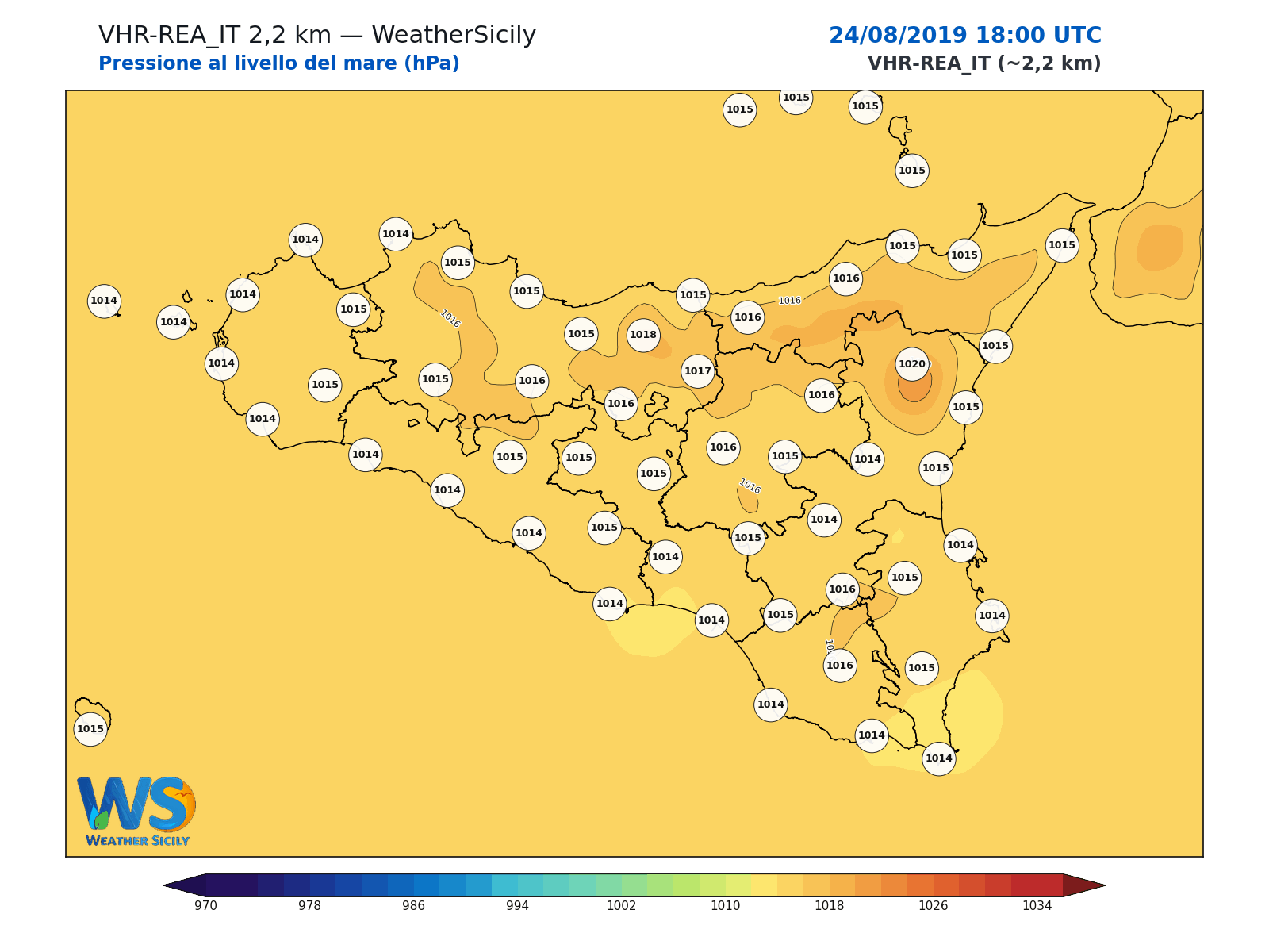 Pressione al livello del mare · 2019082418