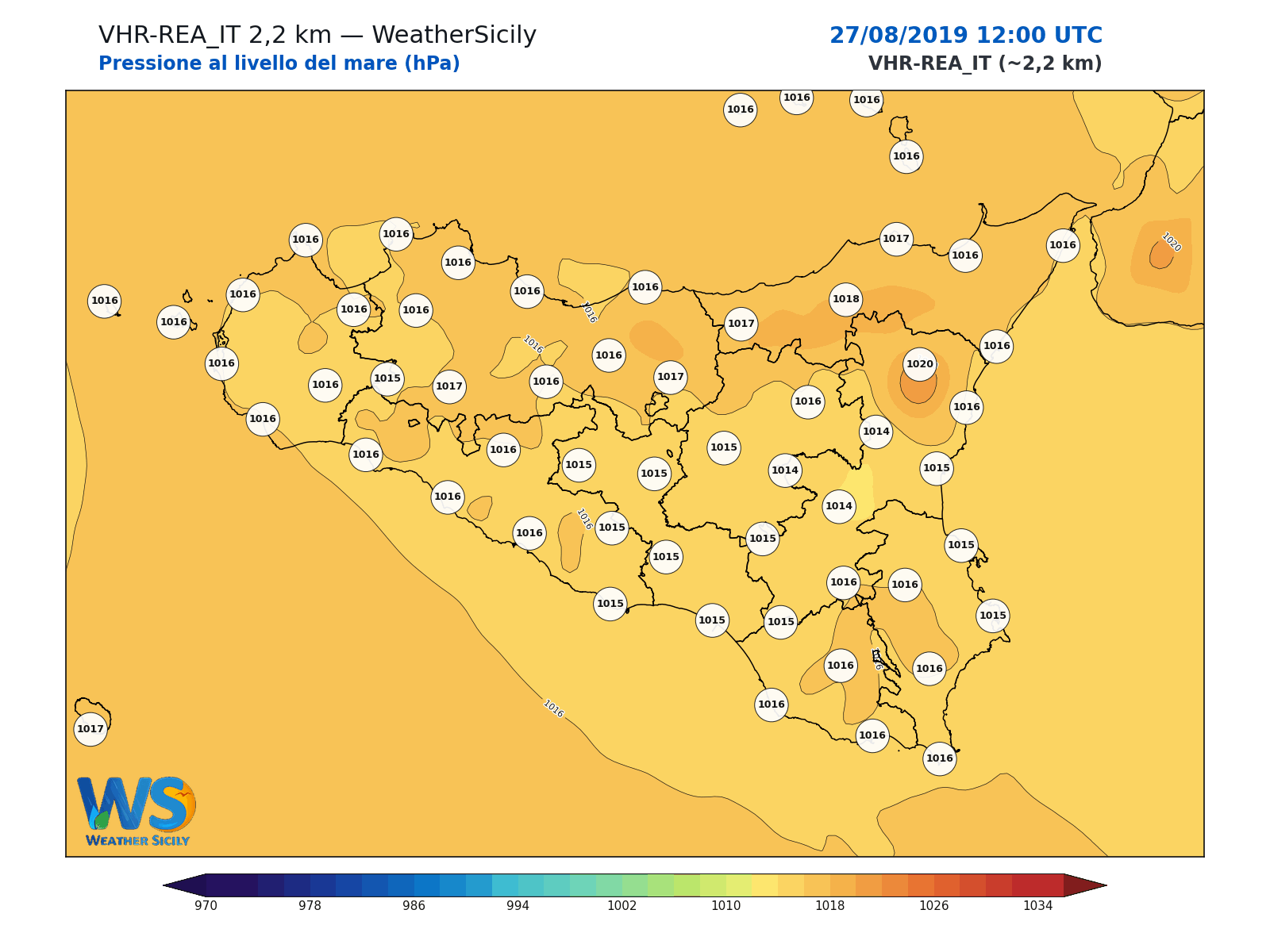 Pressione al livello del mare · 2019082712