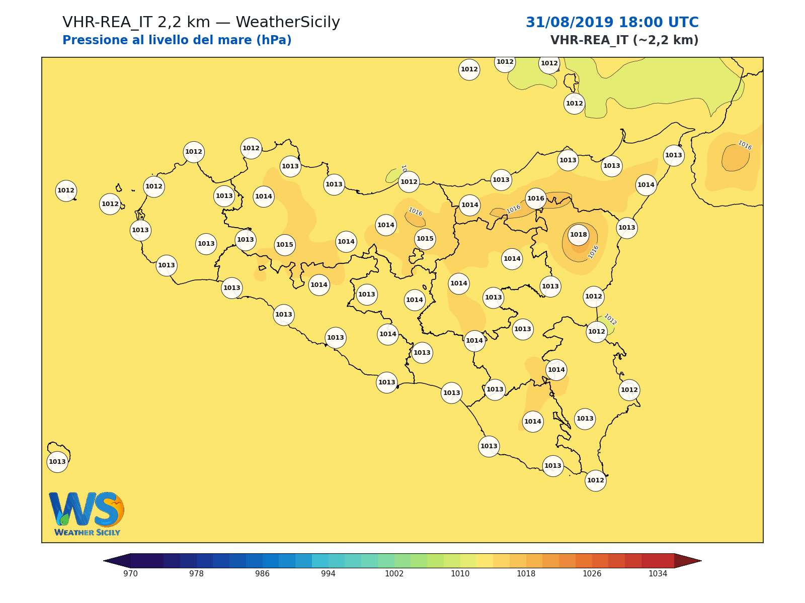 Pressione al livello del mare · 2019083118