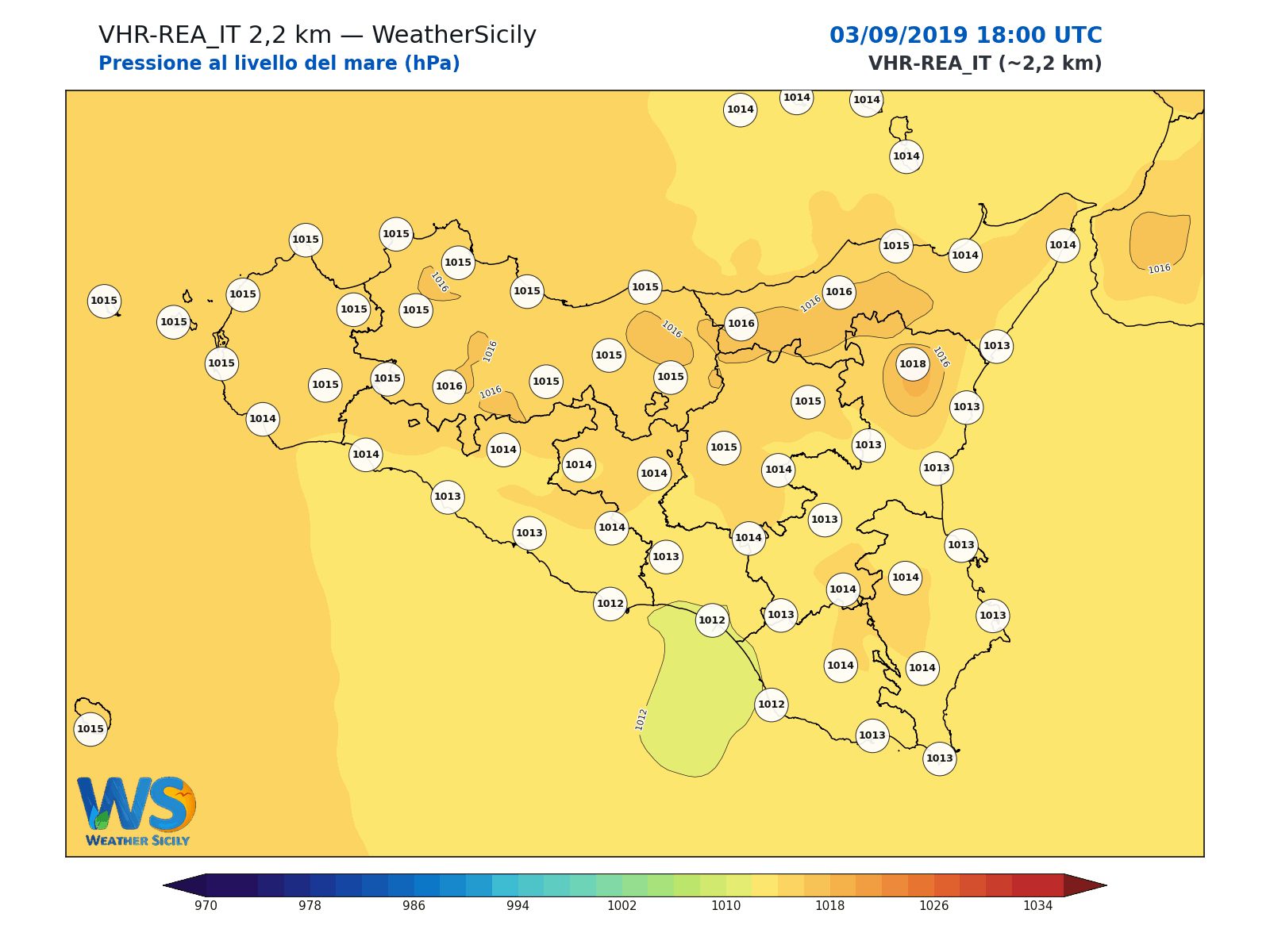 Pressione al livello del mare · 2019090318
