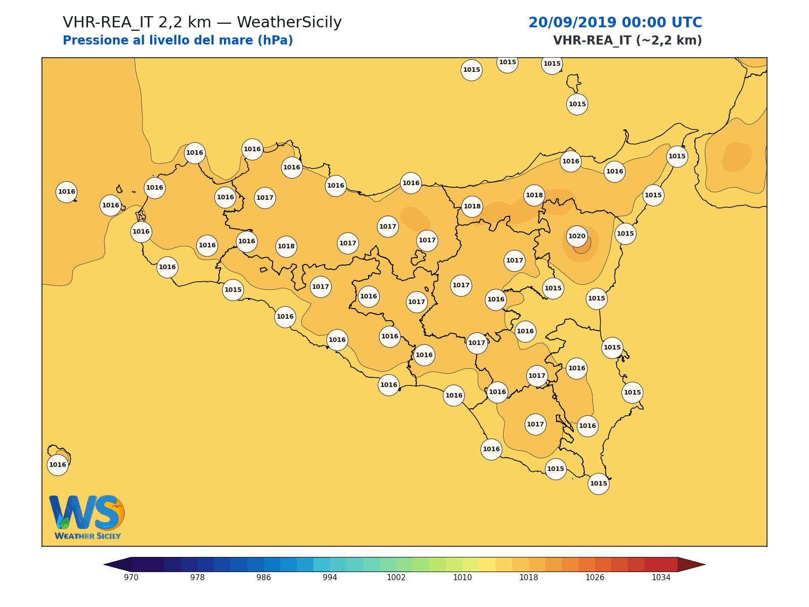 Pressione al livello del mare · 2019092000