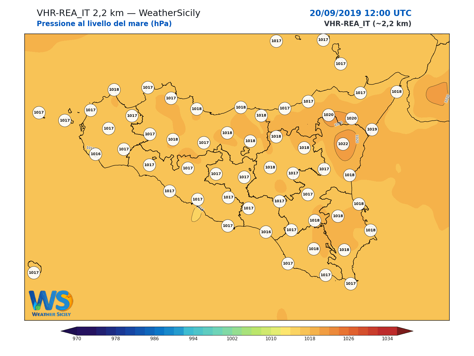 Pressione al livello del mare · 2019092012