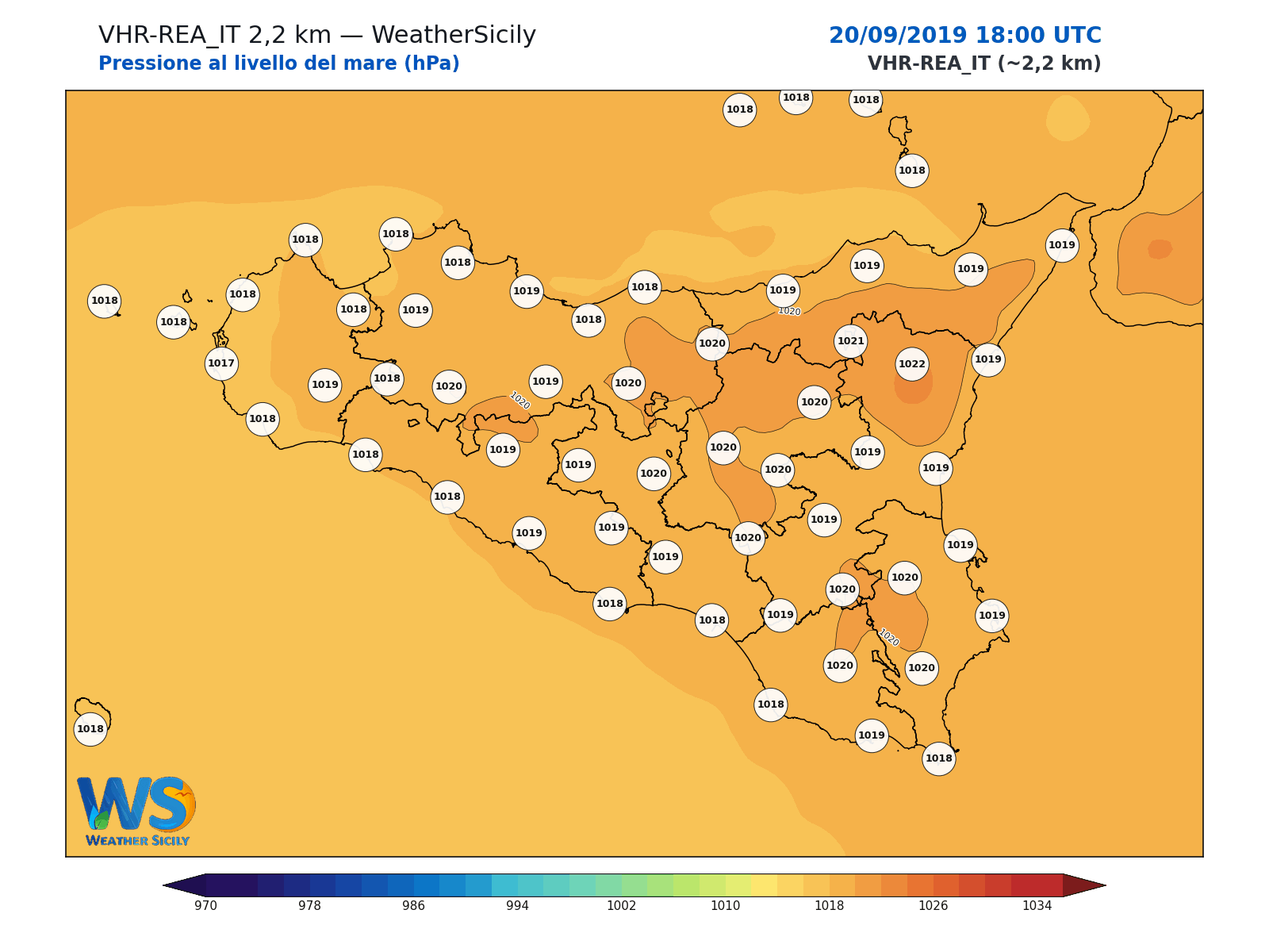 Pressione al livello del mare · 2019092018
