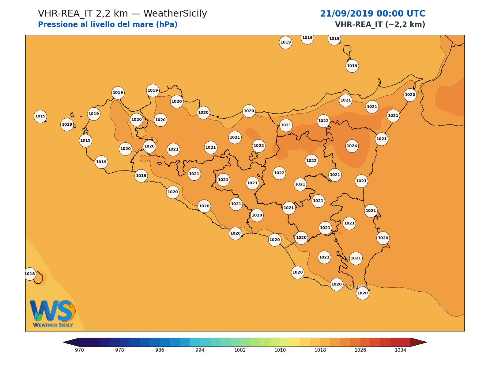 Pressione al livello del mare · 2019092100