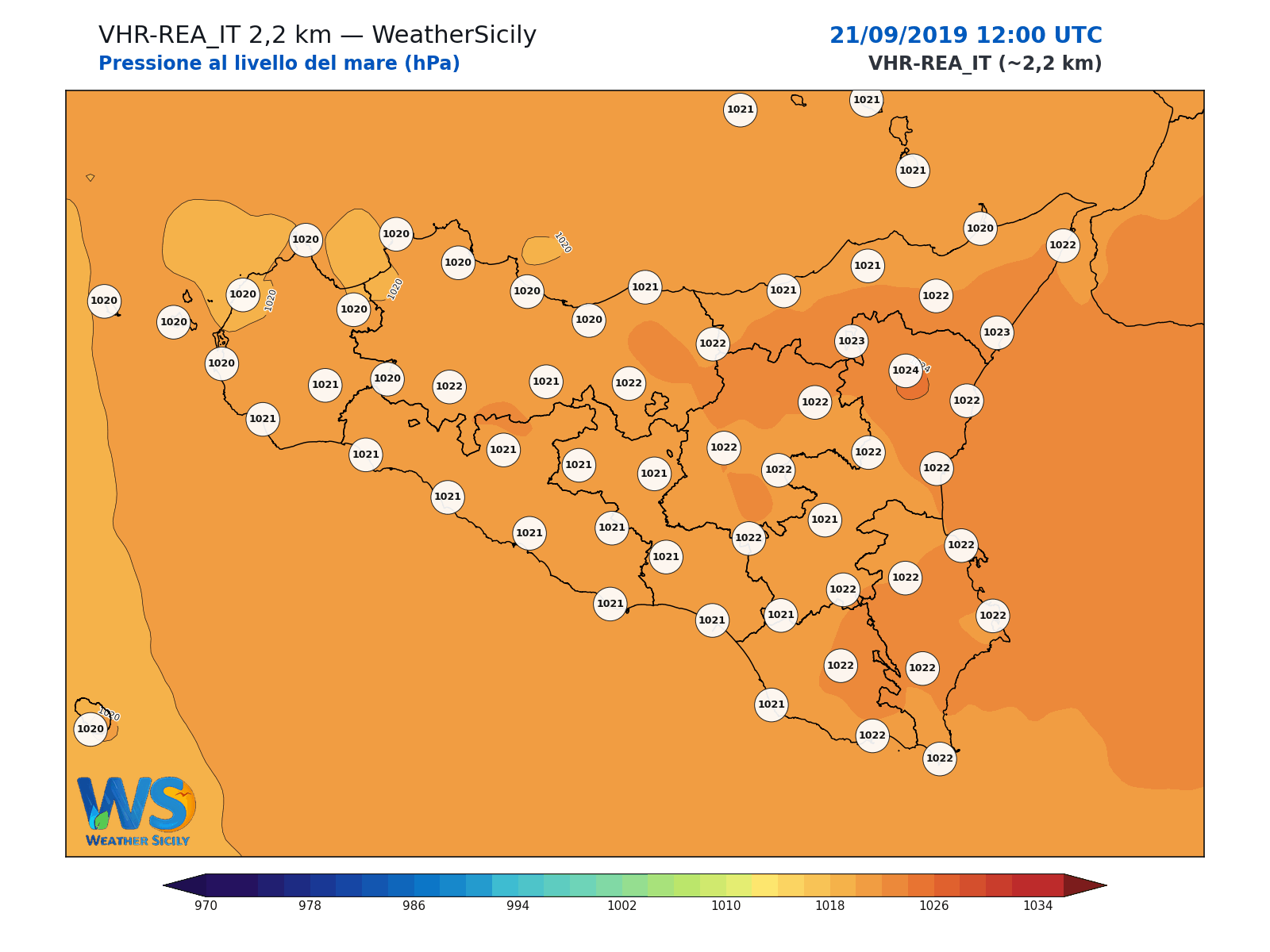 Pressione al livello del mare · 2019092112