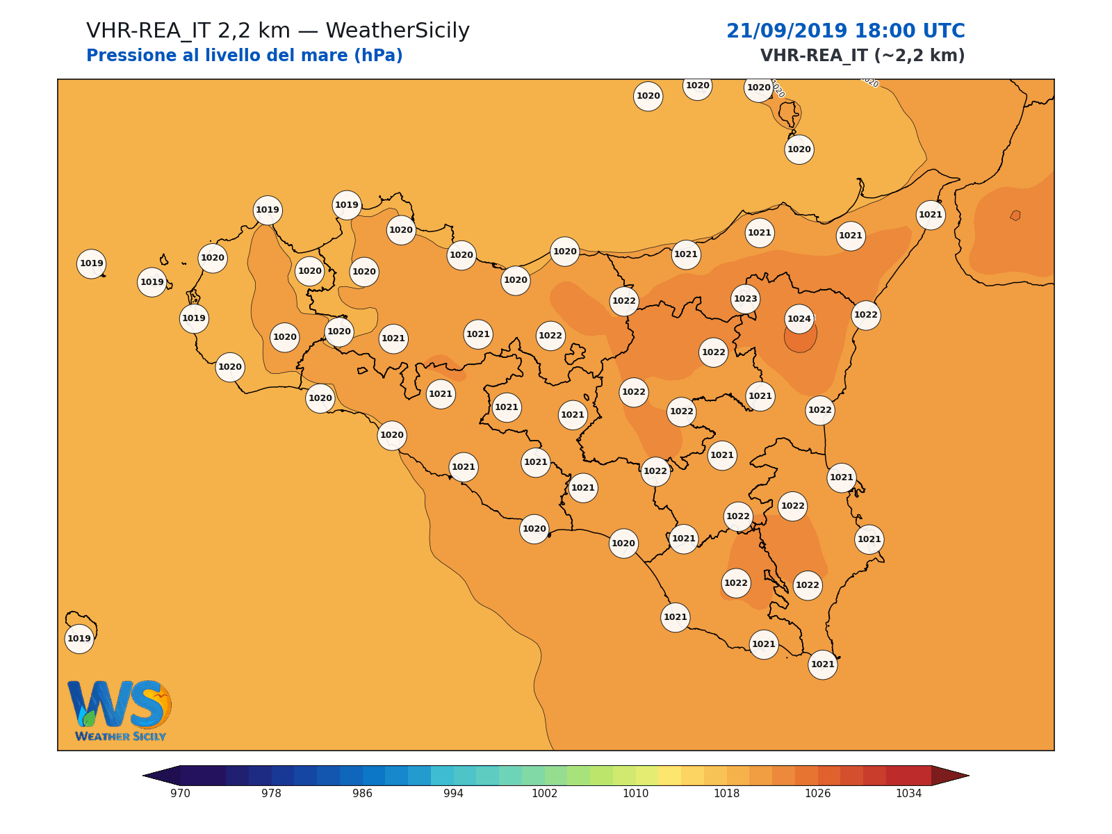 Pressione al livello del mare · 2019092118