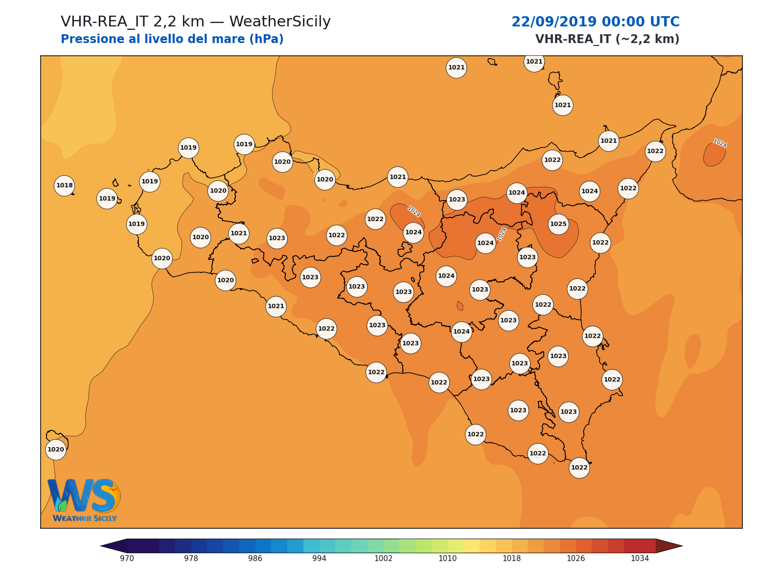 Pressione al livello del mare · 2019092200