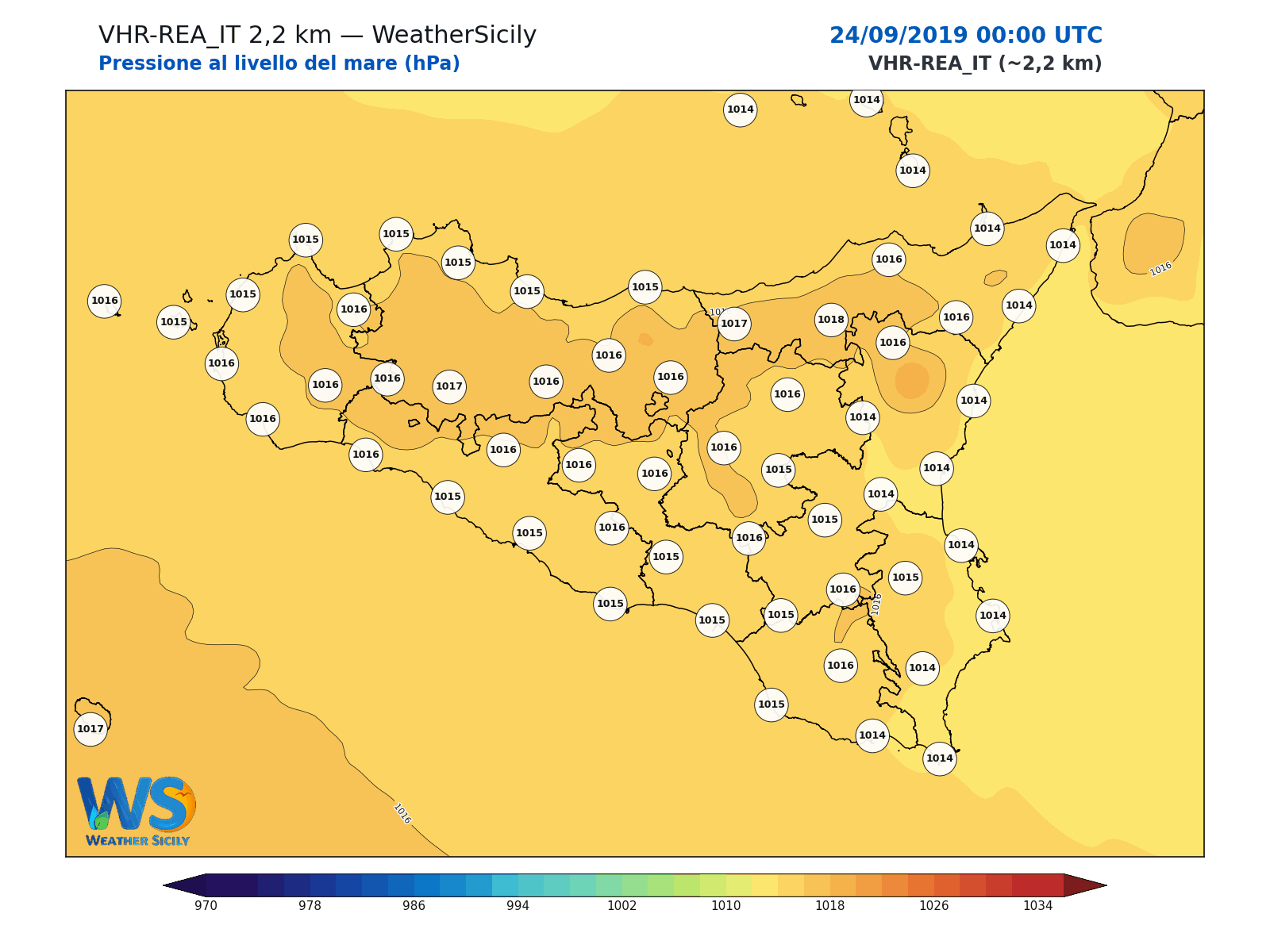 Pressione al livello del mare · 2019092400