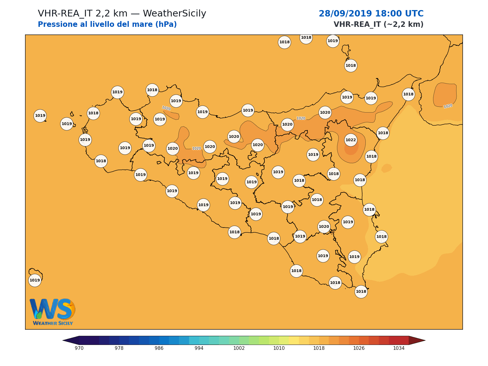 Pressione al livello del mare · 2019092818