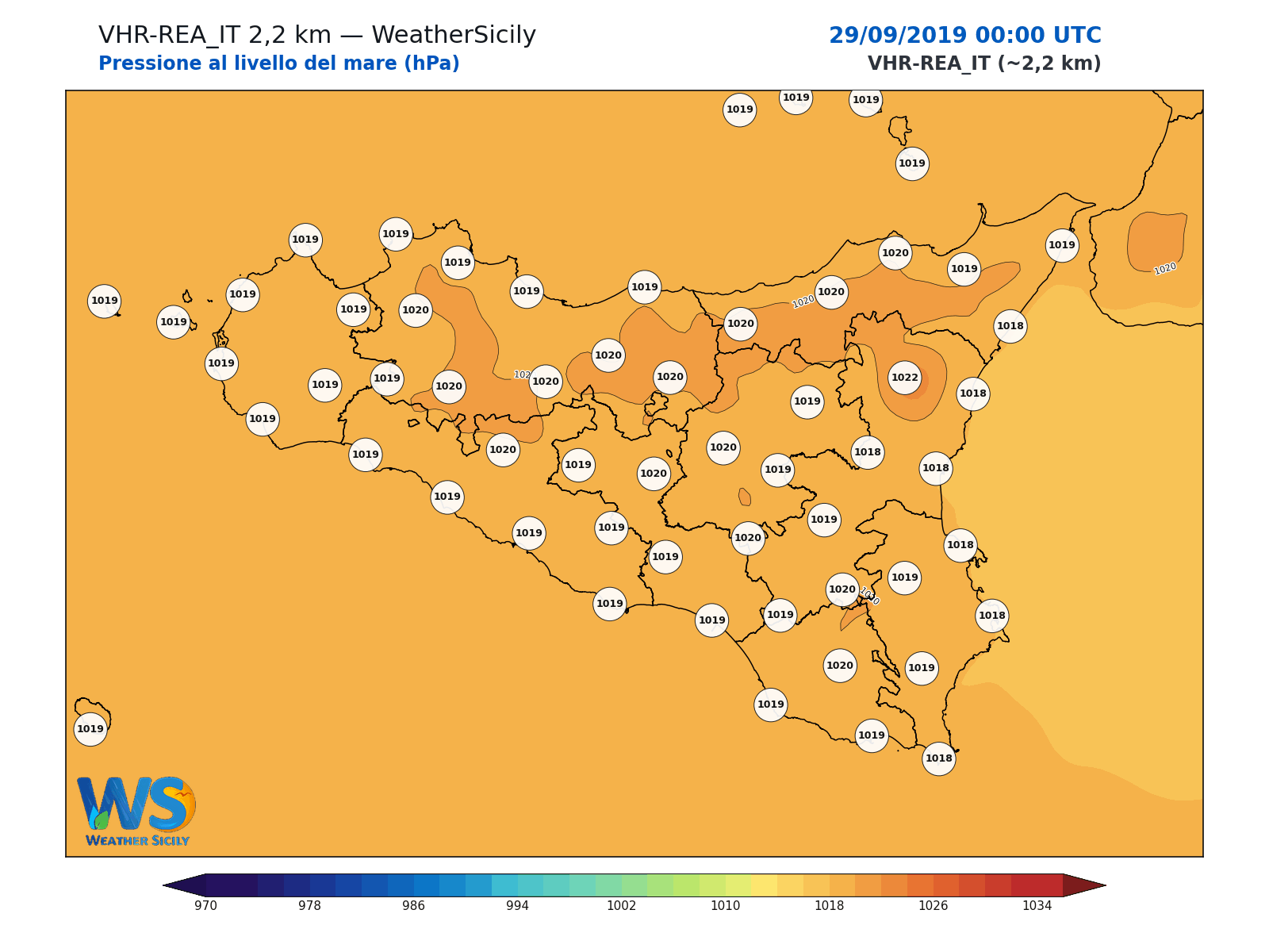 Pressione al livello del mare · 2019092900