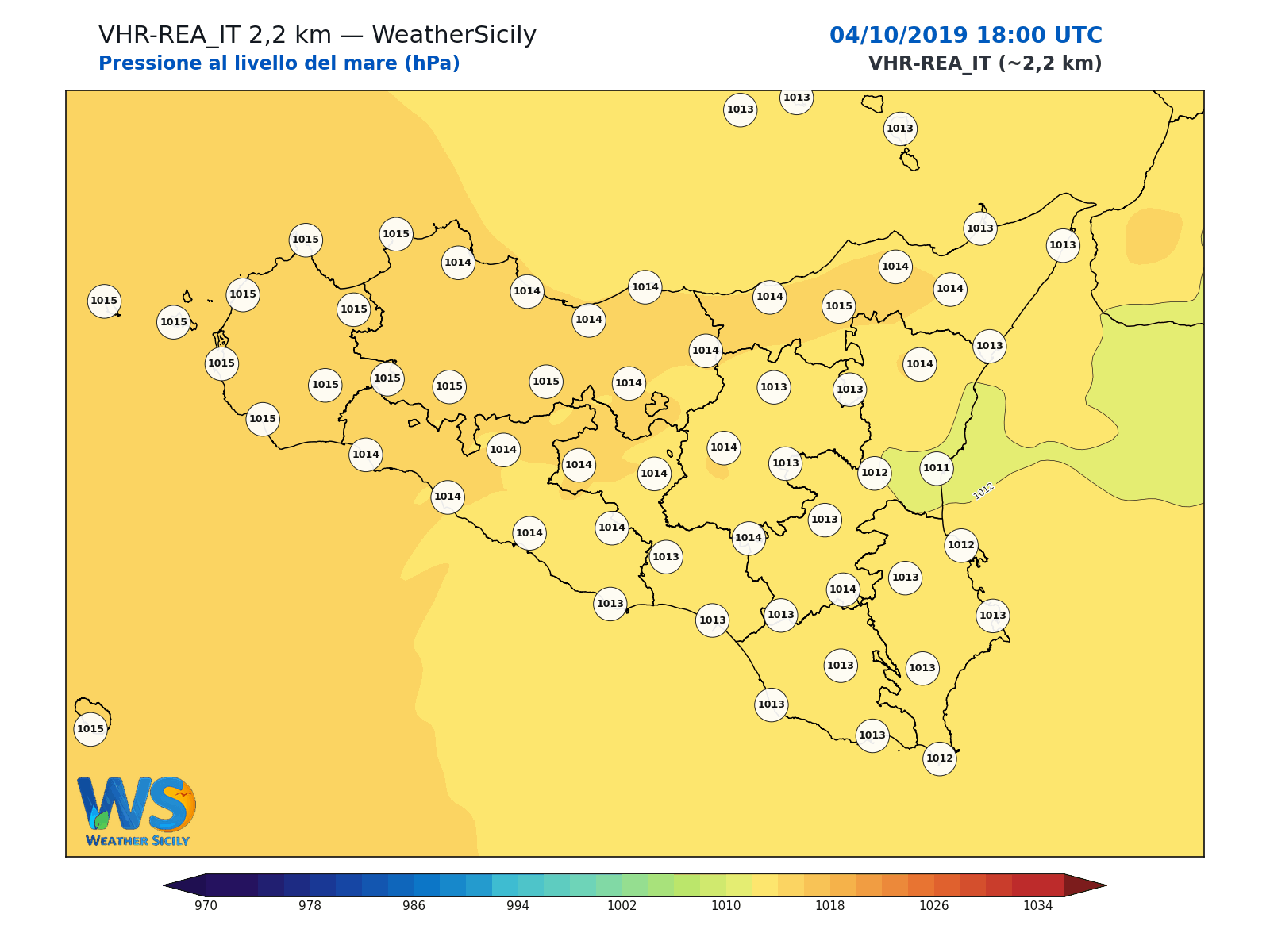 Pressione al livello del mare · 2019100418