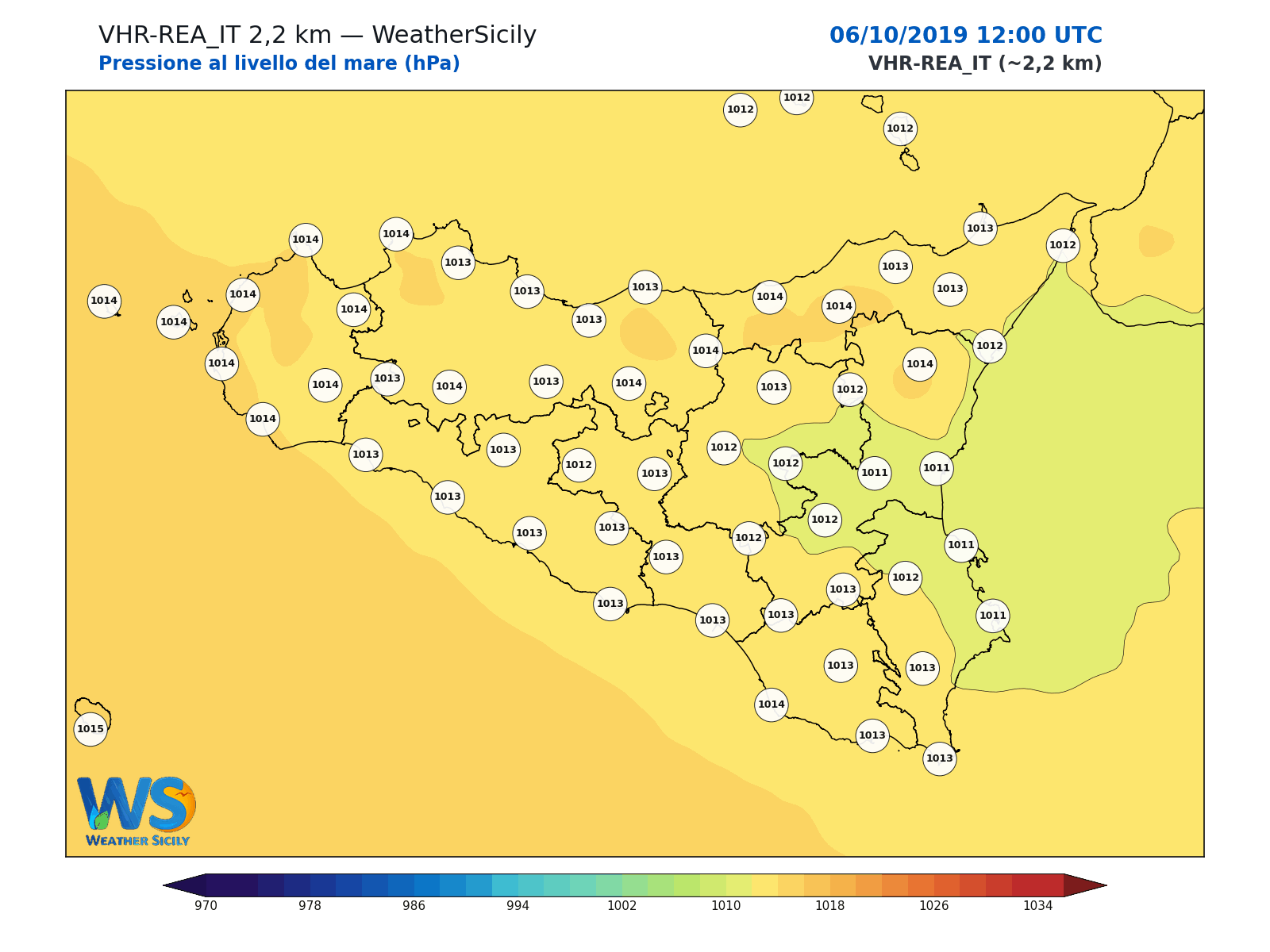 Pressione al livello del mare · 2019100612