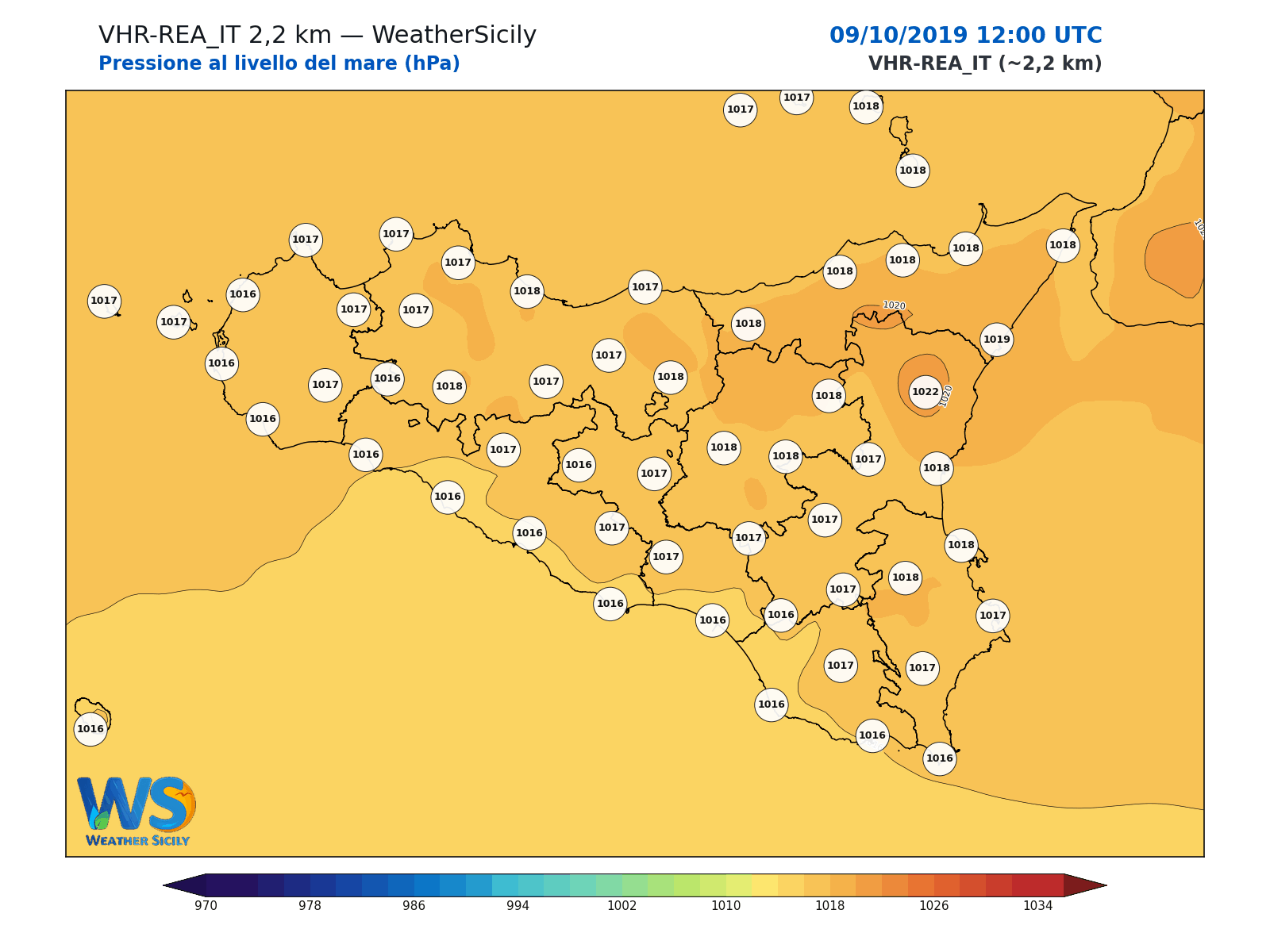 Pressione al livello del mare · 2019100912