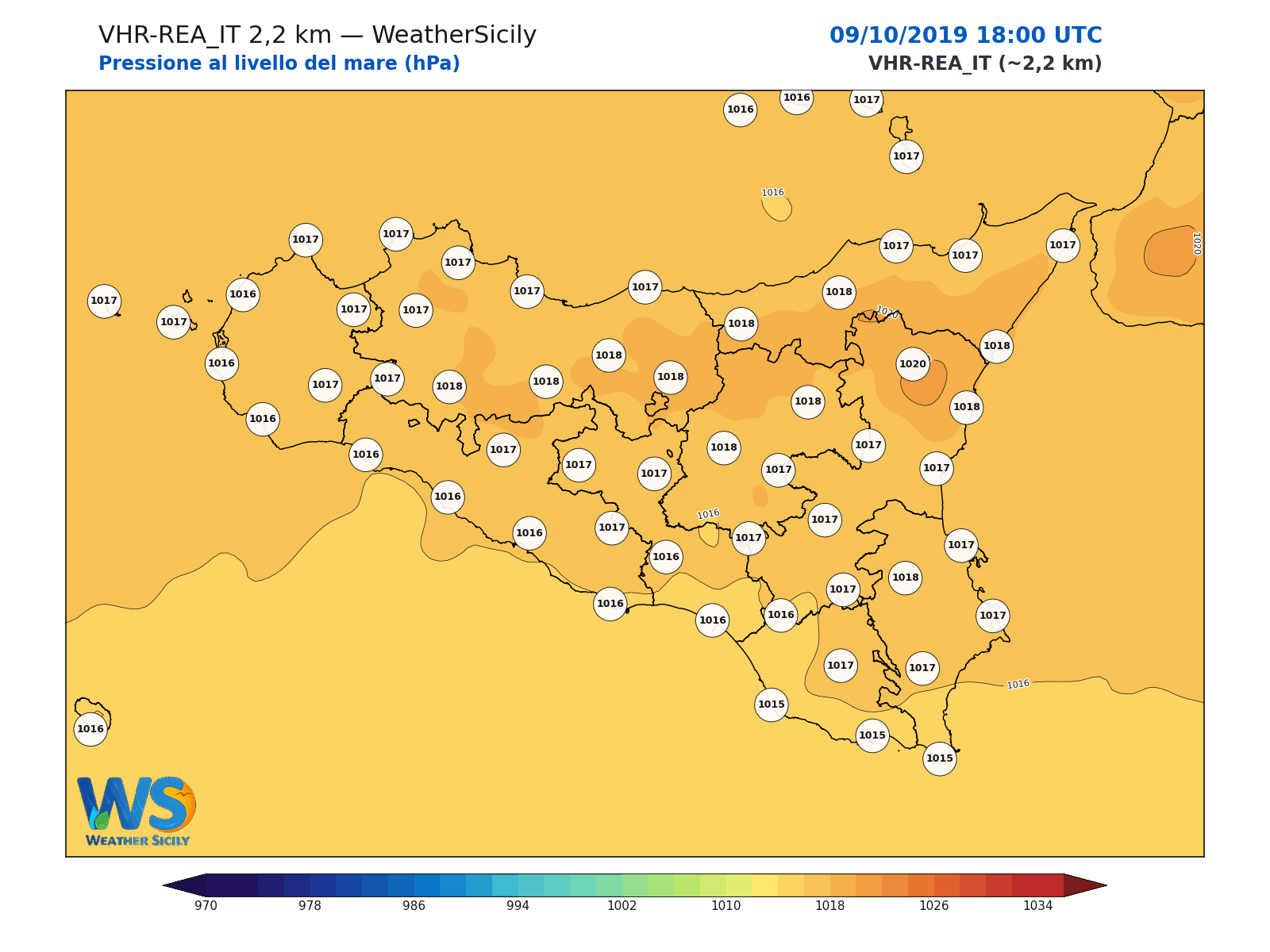 Pressione al livello del mare · 2019100918