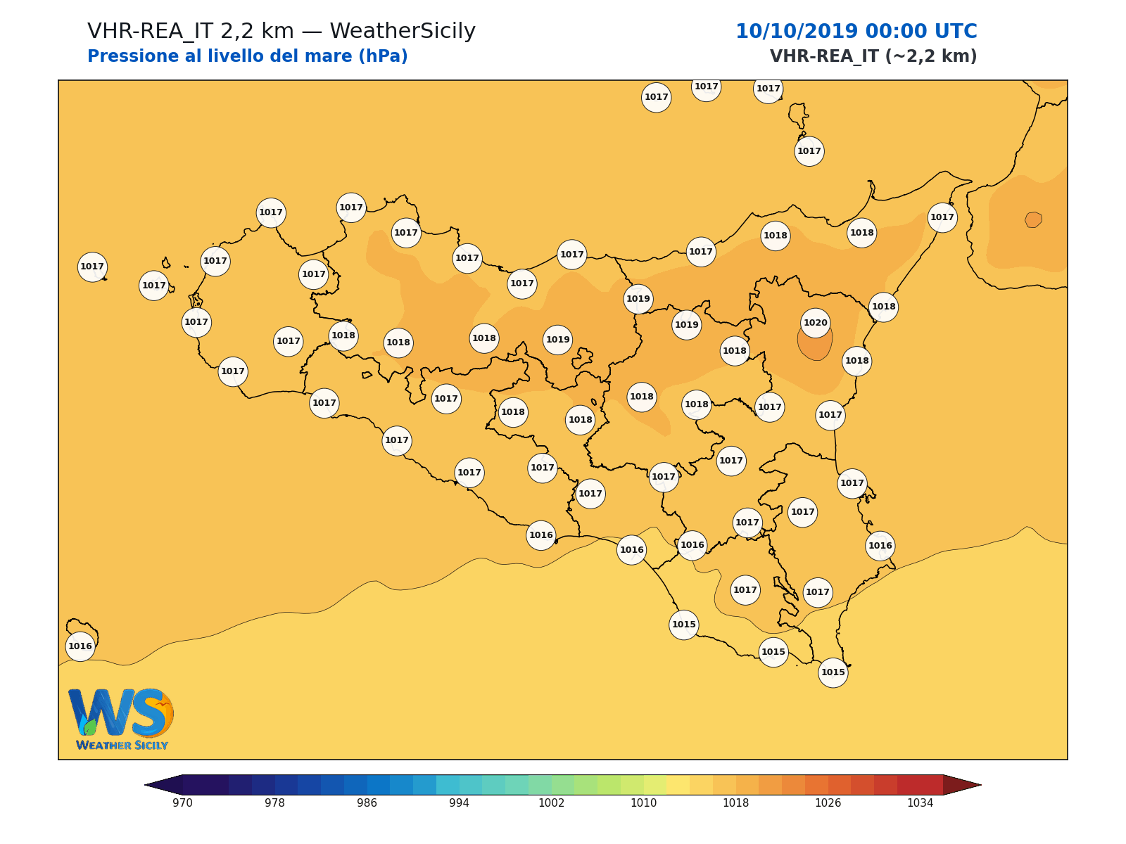 Pressione al livello del mare · 2019101000