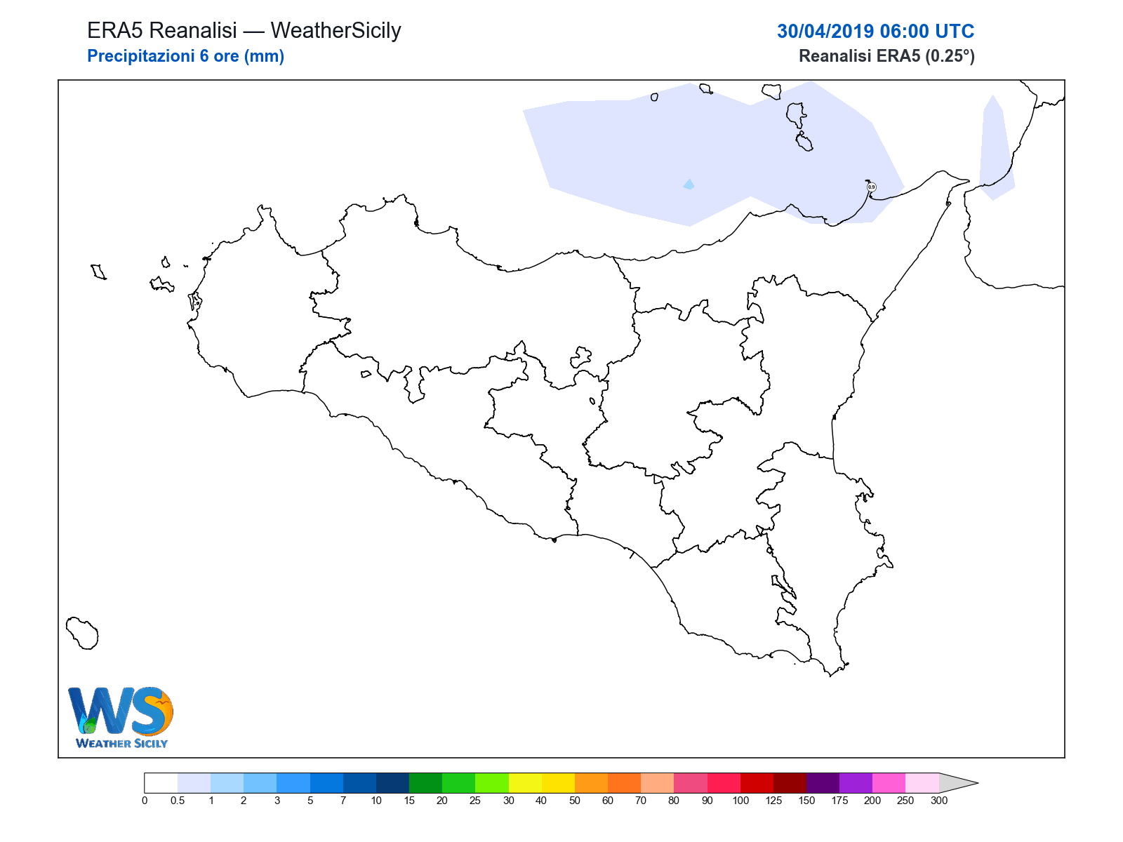 Precipitazioni (6 ore) · 2019043006