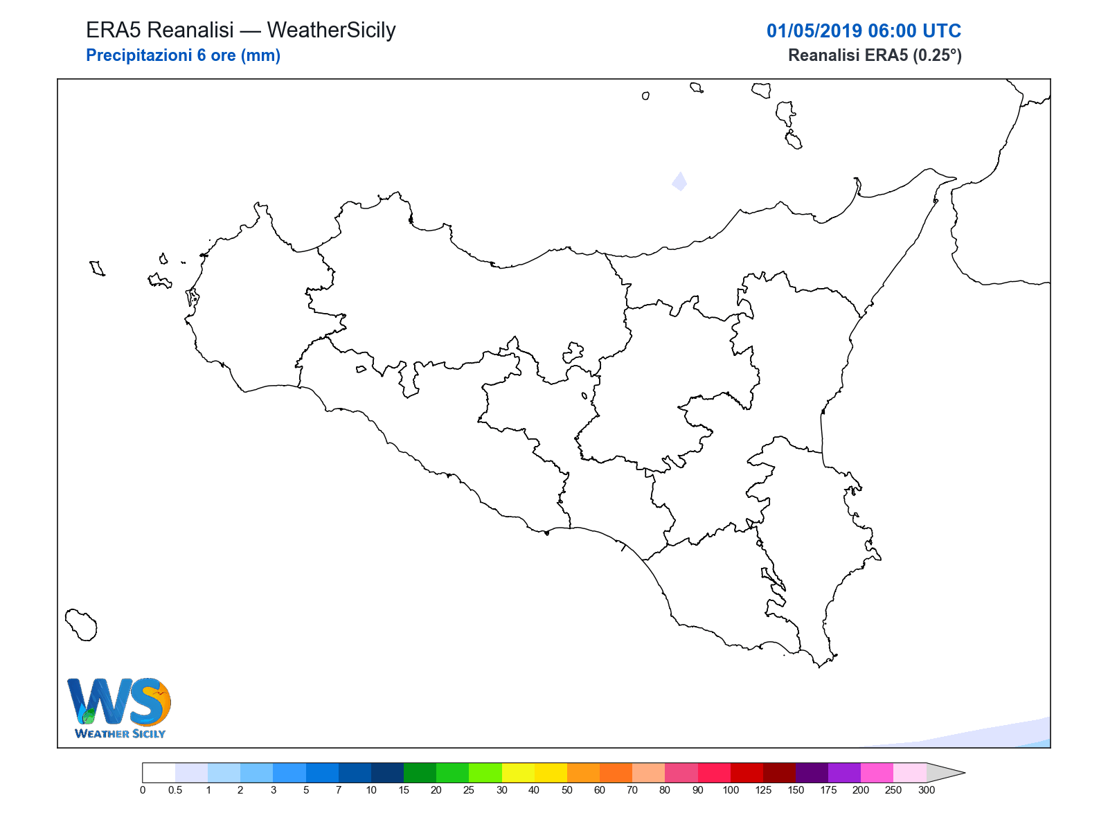 Precipitazioni (6 ore) · 2019050106