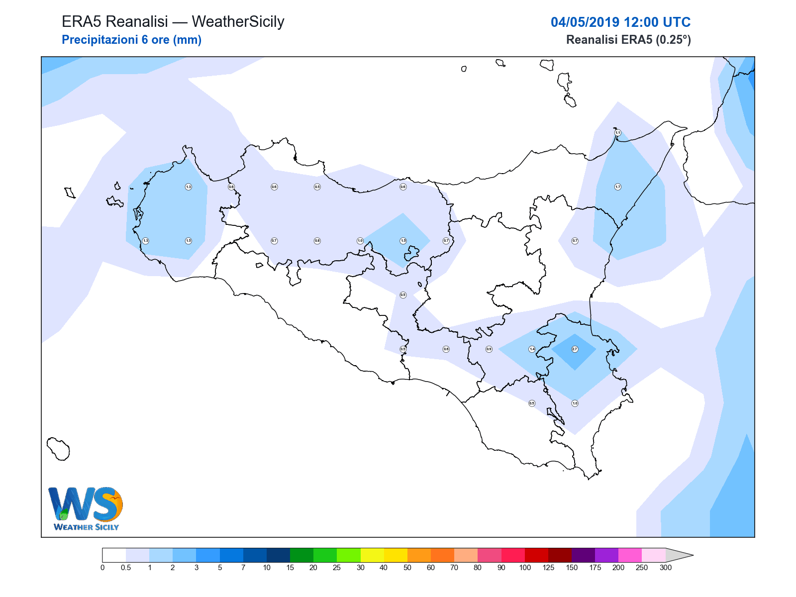 Precipitazioni (6 ore) · 2019050412