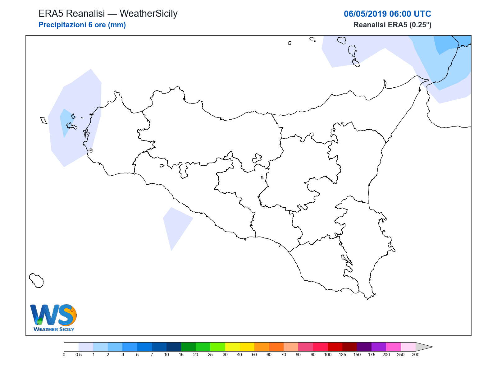 Precipitazioni (6 ore) · 2019050606