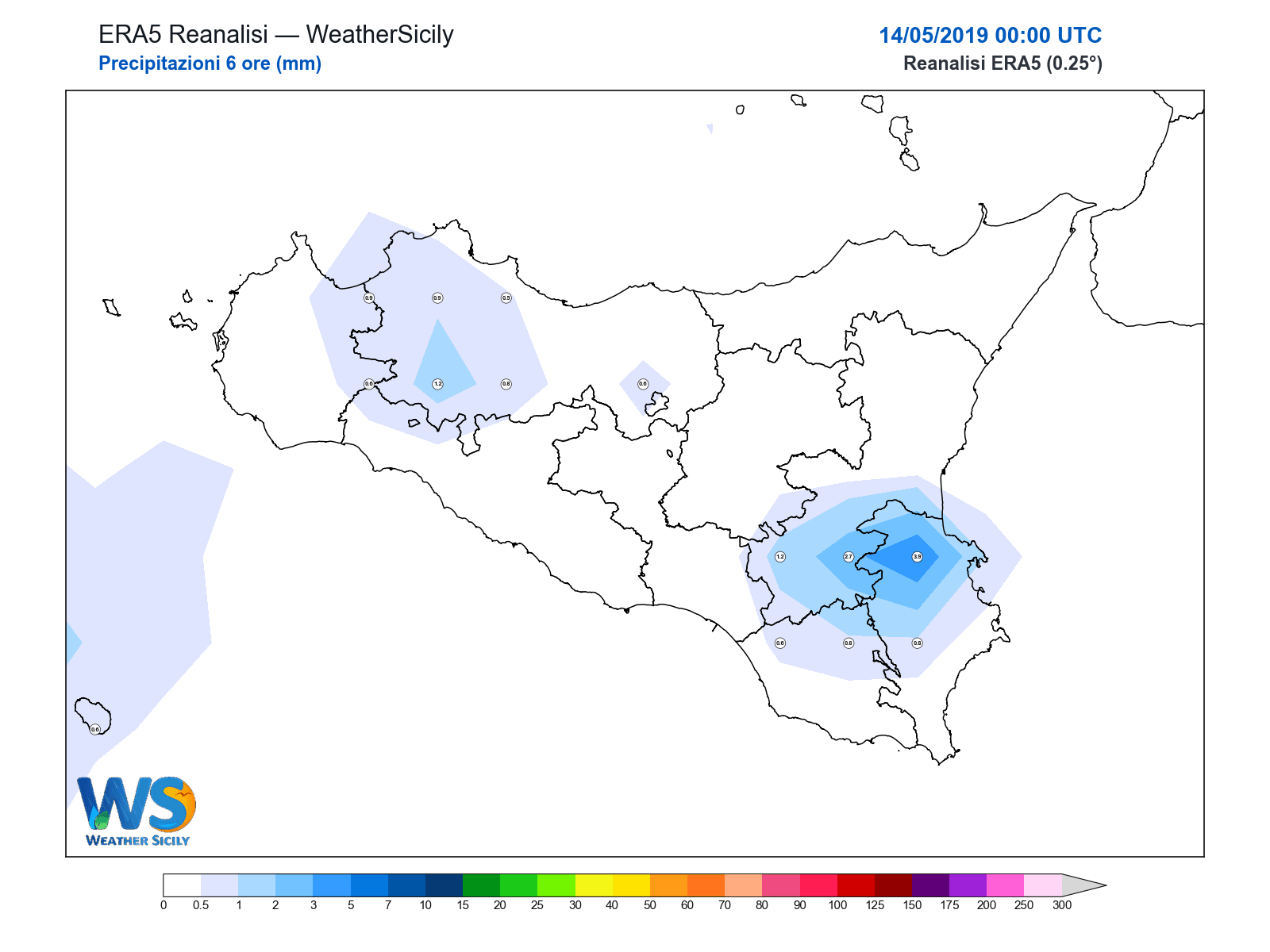 Precipitazioni (6 ore) · 2019051400