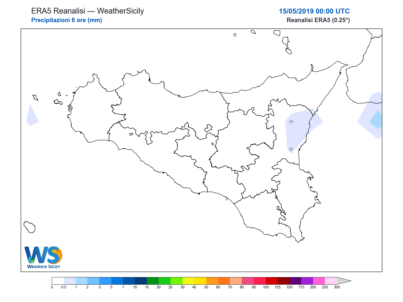Precipitazioni (6 ore) · 2019051500