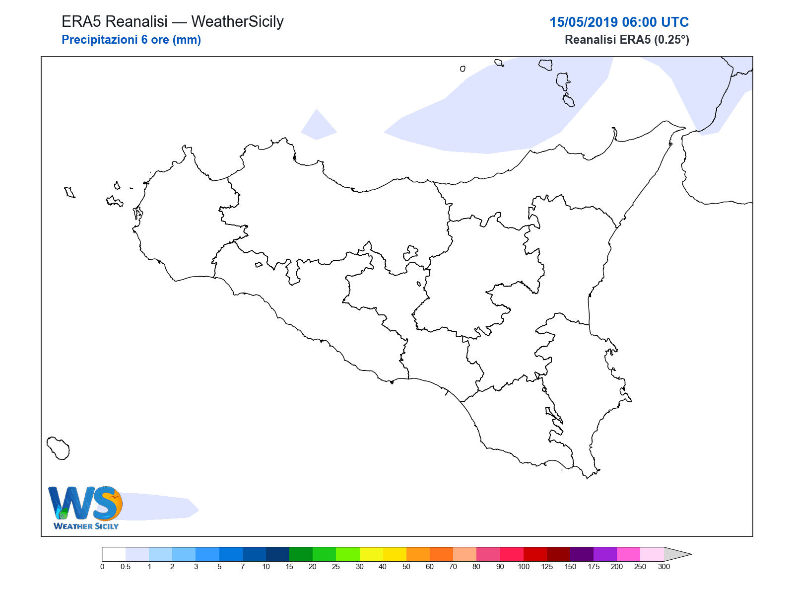 Precipitazioni (6 ore) · 2019051506