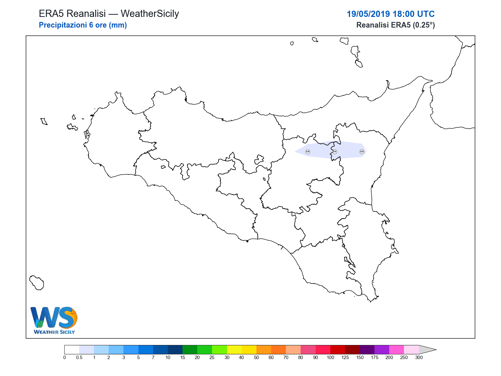 Precipitazioni (6 ore) · 2019051918