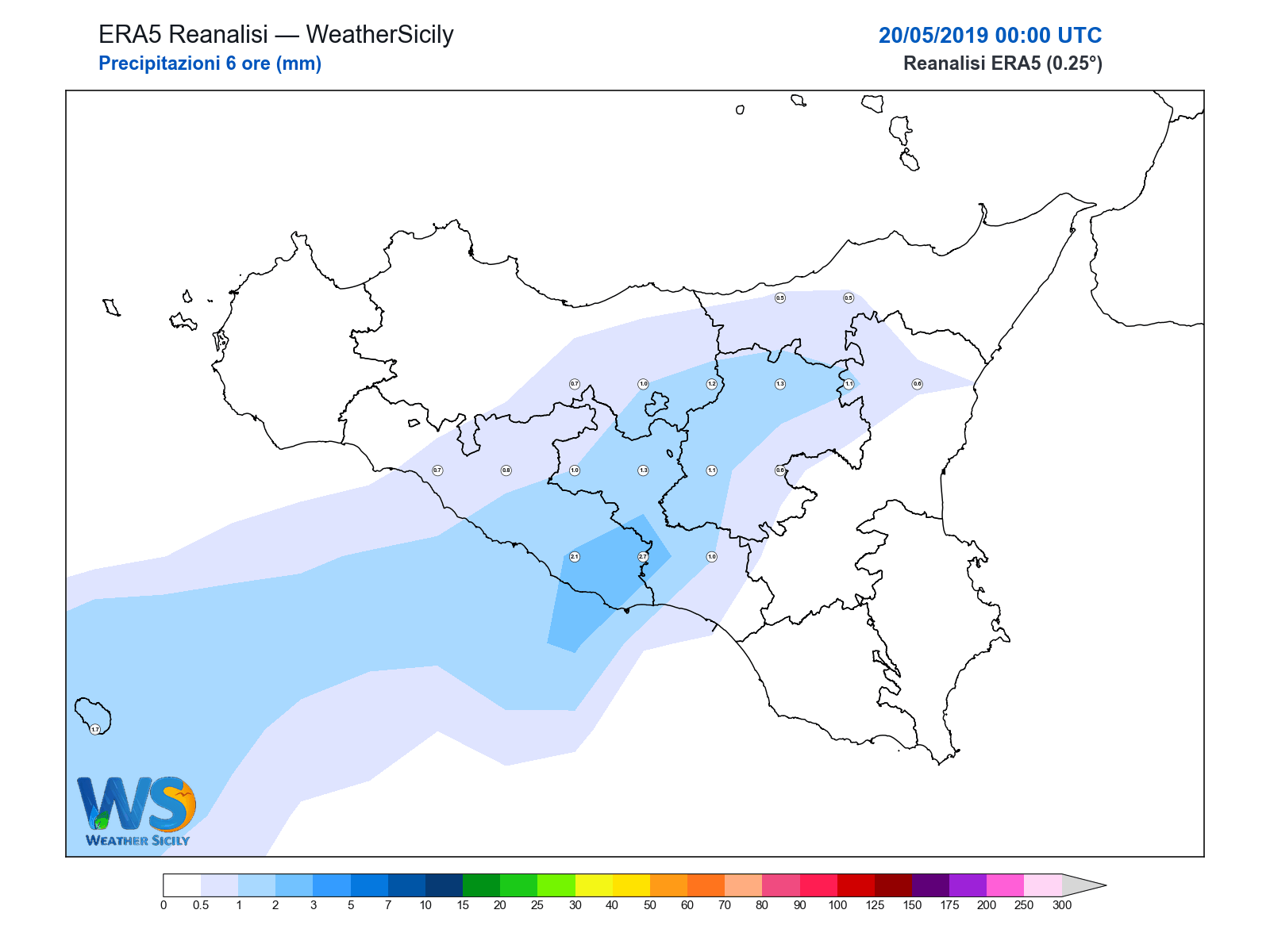 Precipitazioni (6 ore) · 2019052000