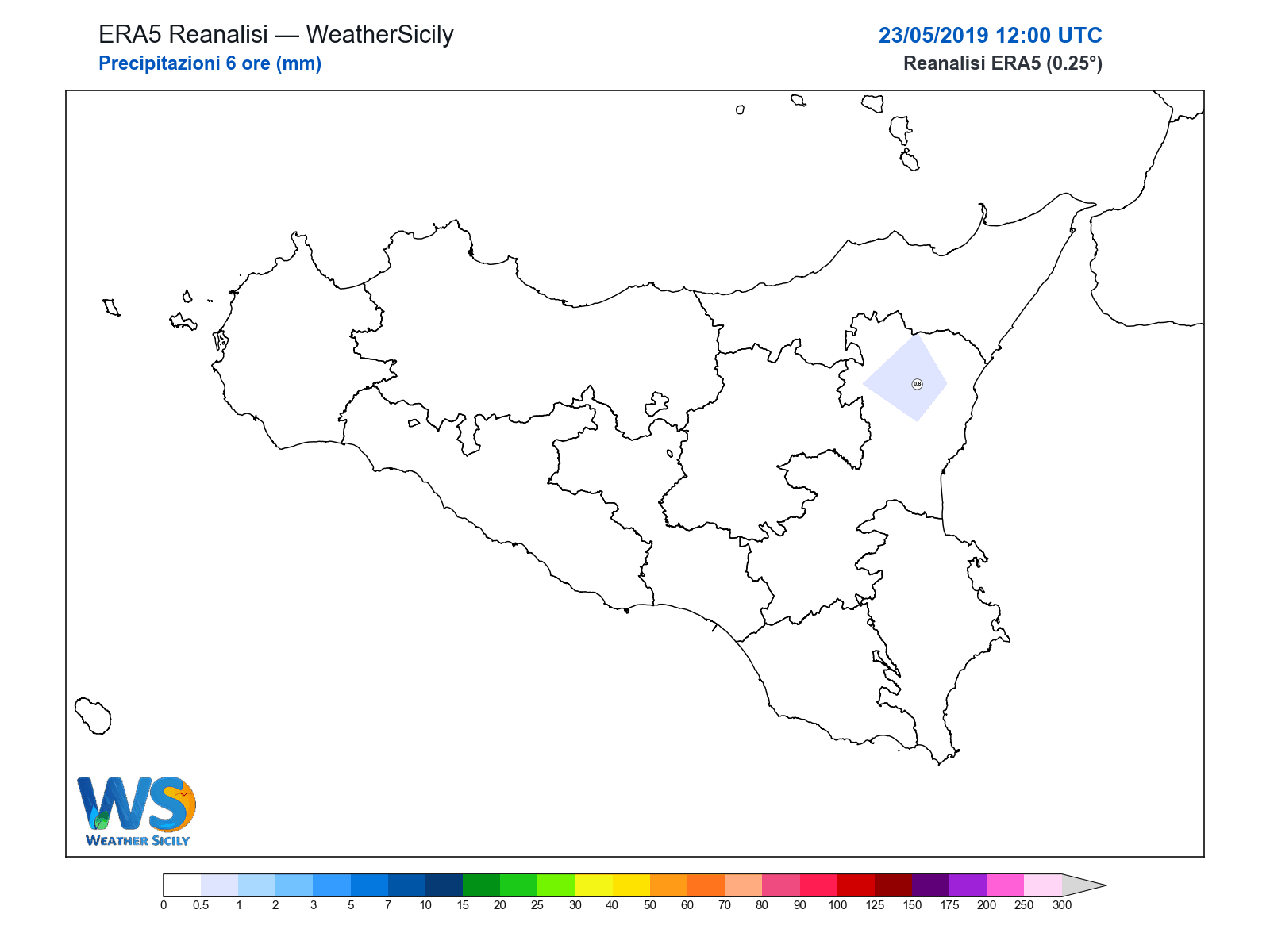 Precipitazioni (6 ore) · 2019052312