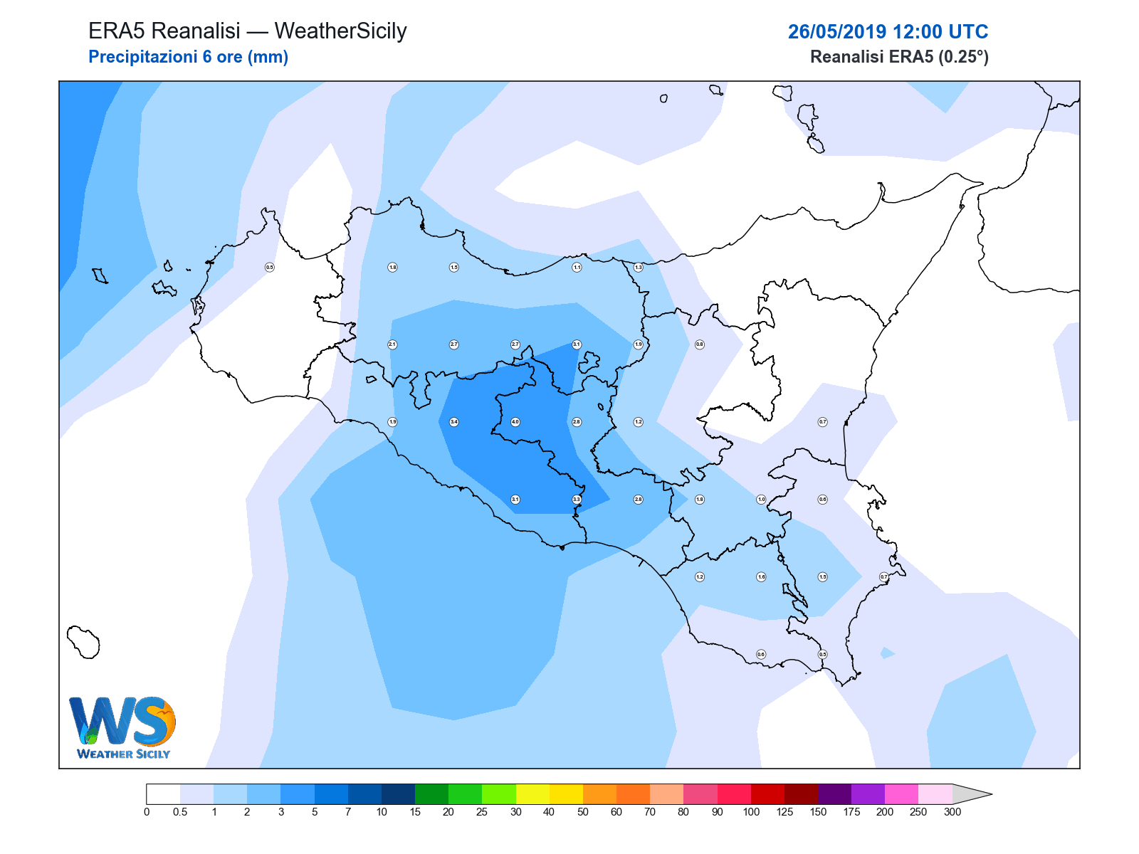 Precipitazioni (6 ore) · 2019052612